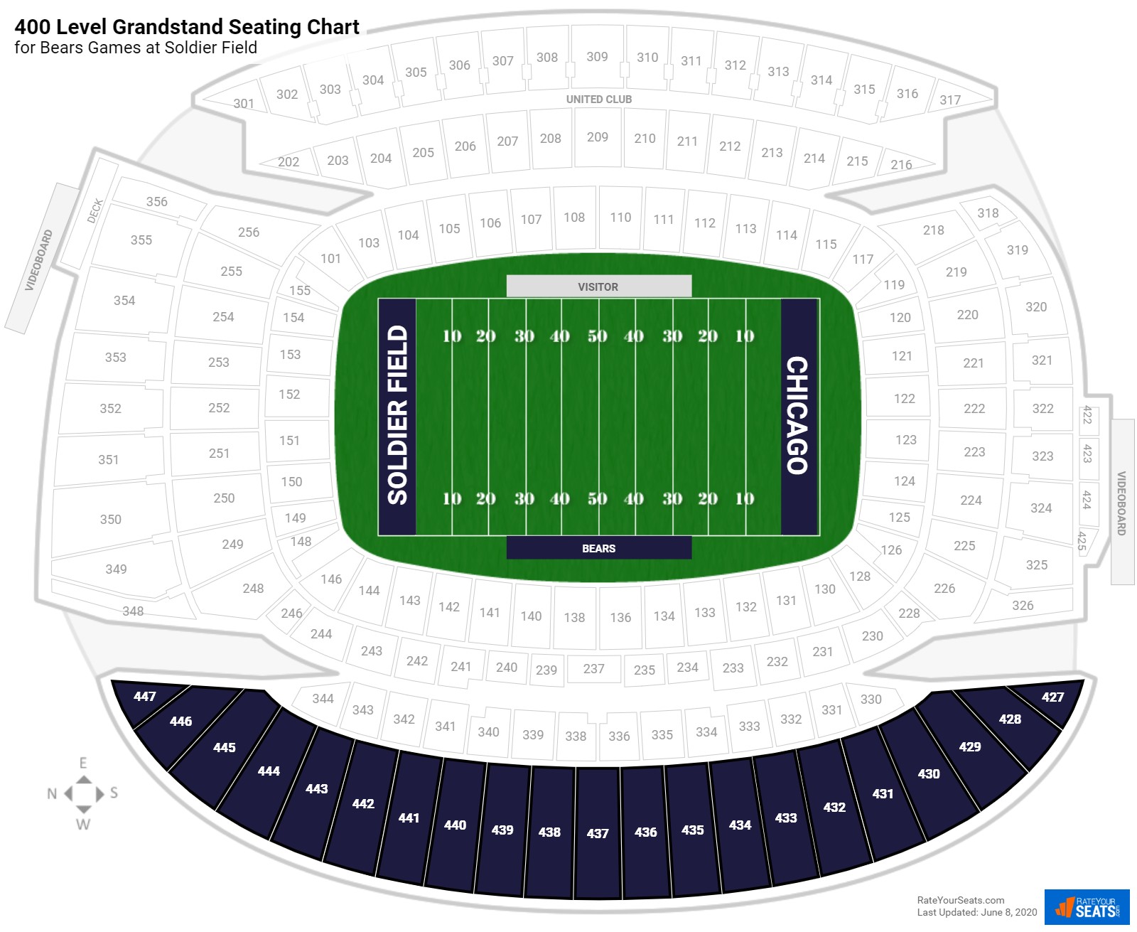 400 Level Grandstand - Soldier Field Football Seating - RateYourSeats.com