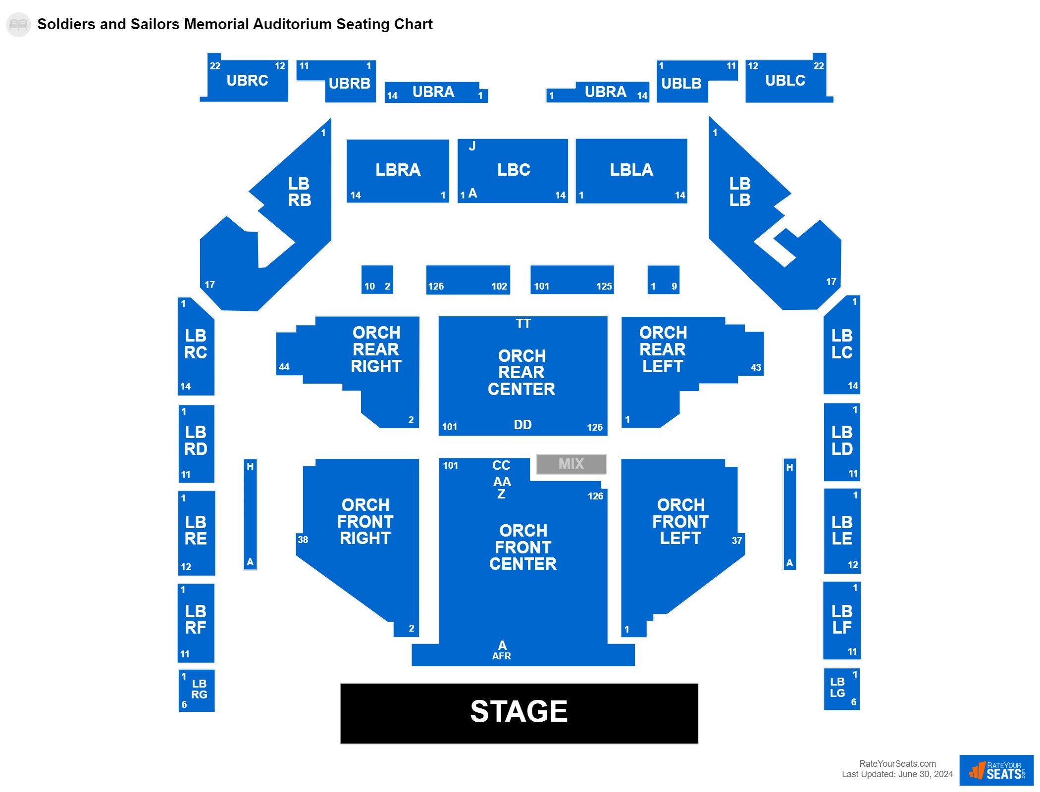 Comedy seating chart at Soldiers and Sailors Memorial Auditorium