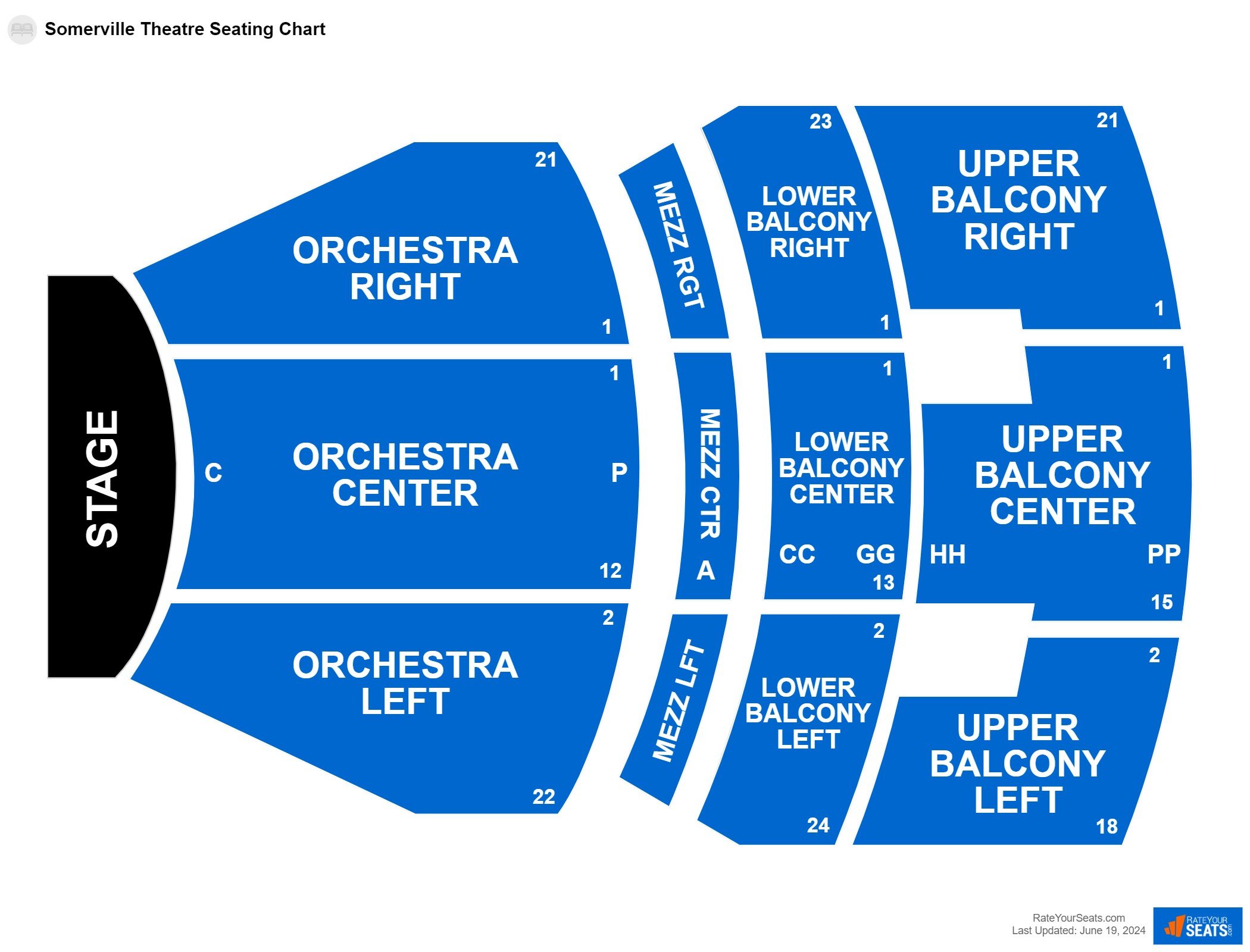 Comedy seating chart at Somerville Theatre