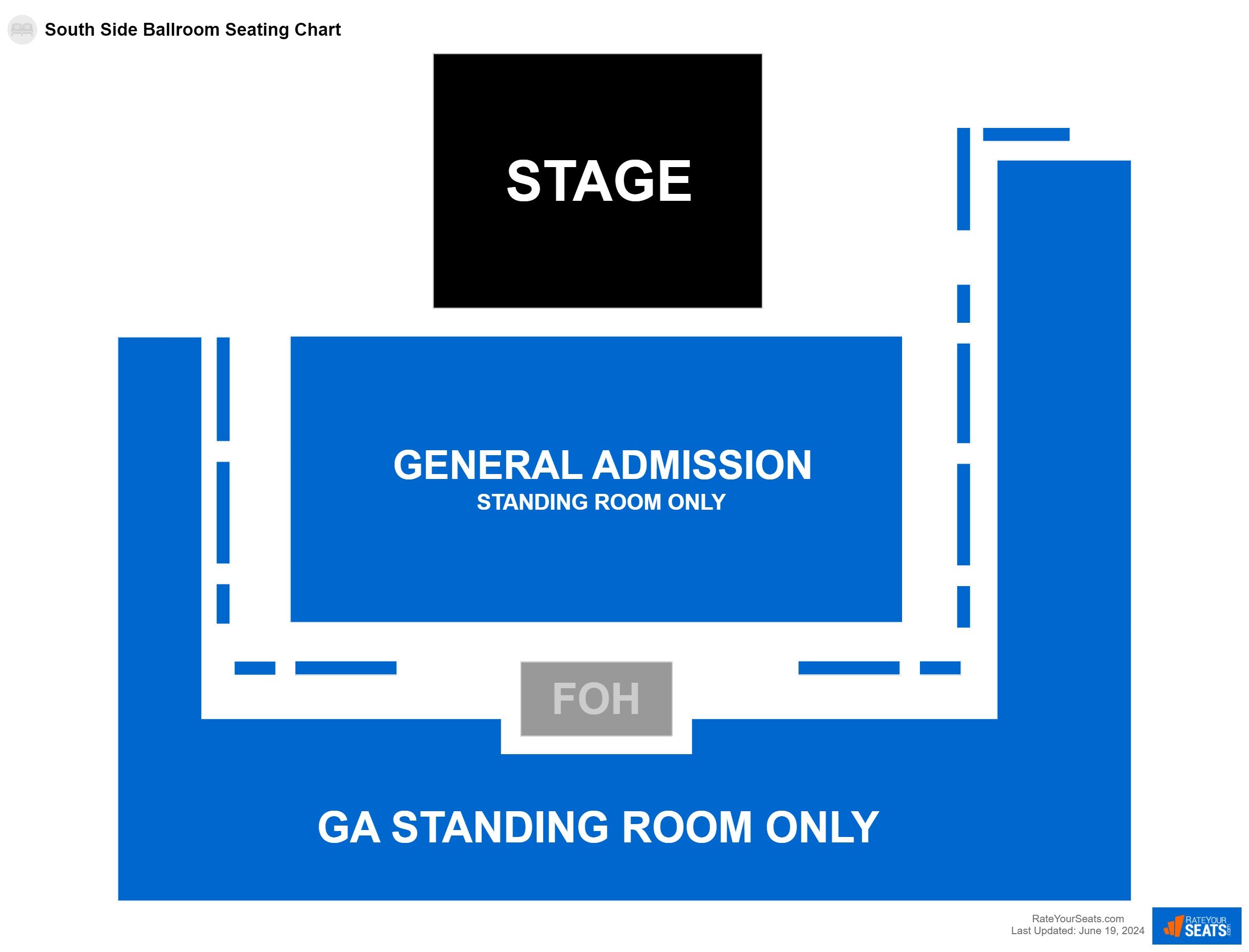 Concert seating chart at South Side Ballroom