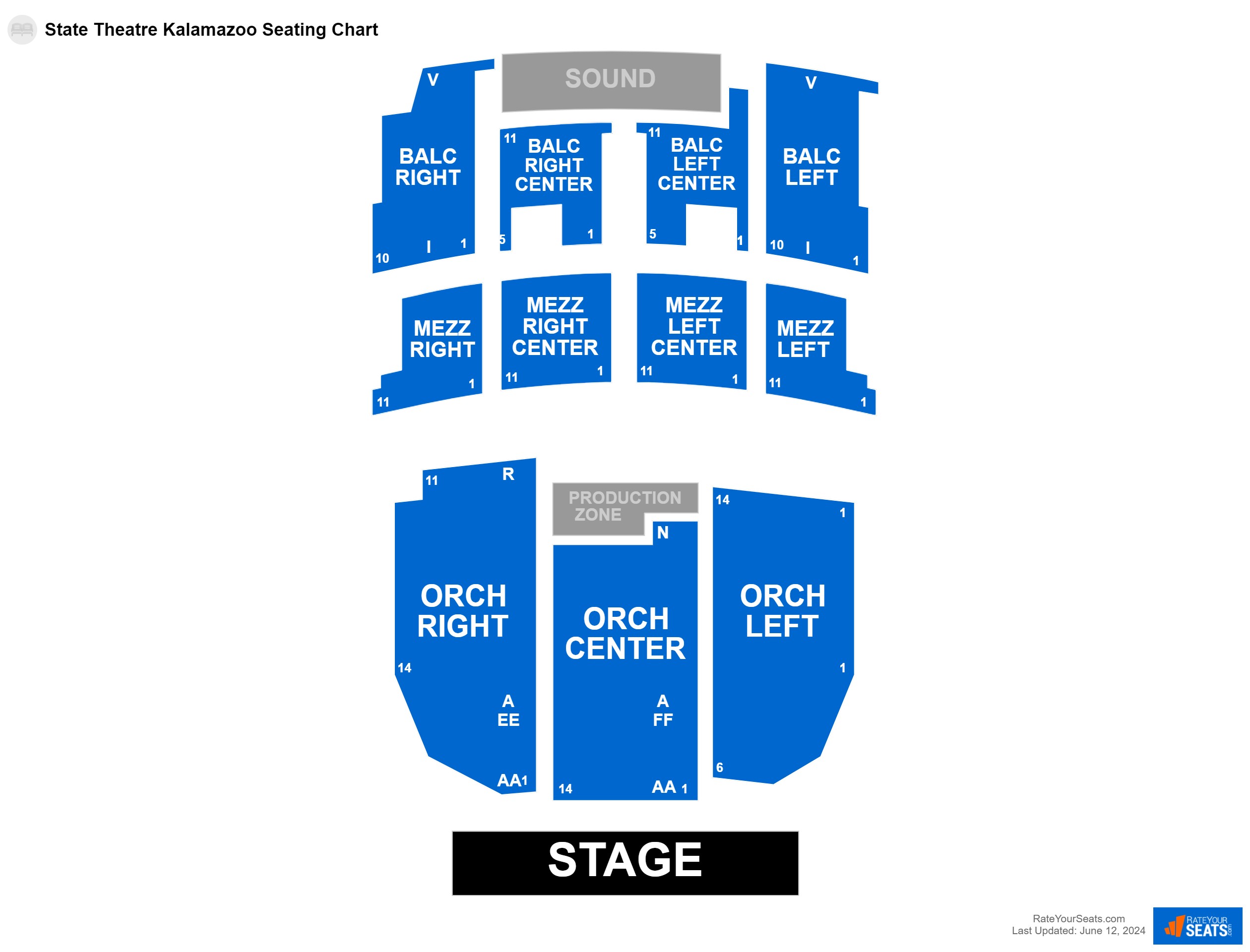 Comedy seating chart at State Theatre Kalamazoo