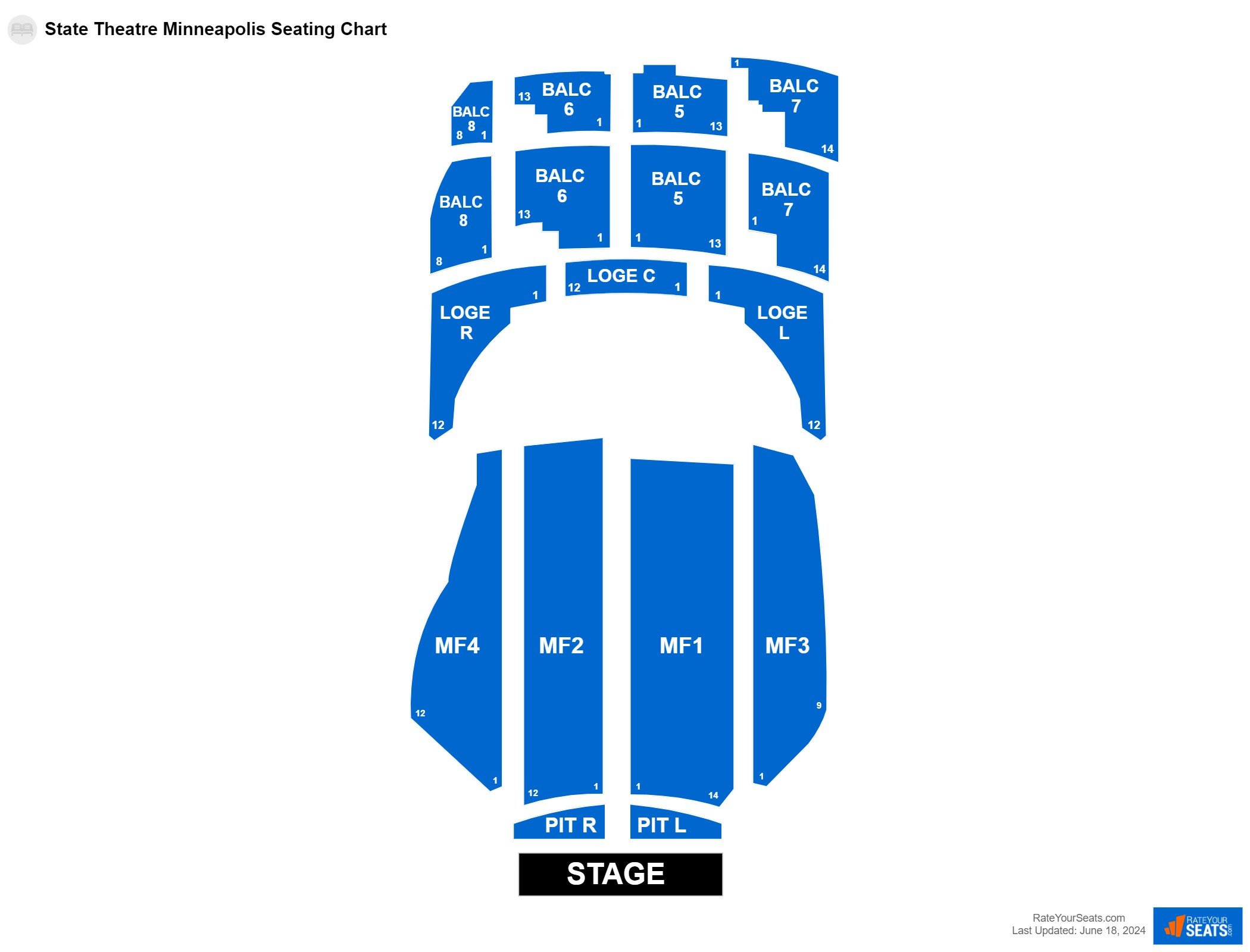 Comedy seating chart at State Theatre Minneapolis