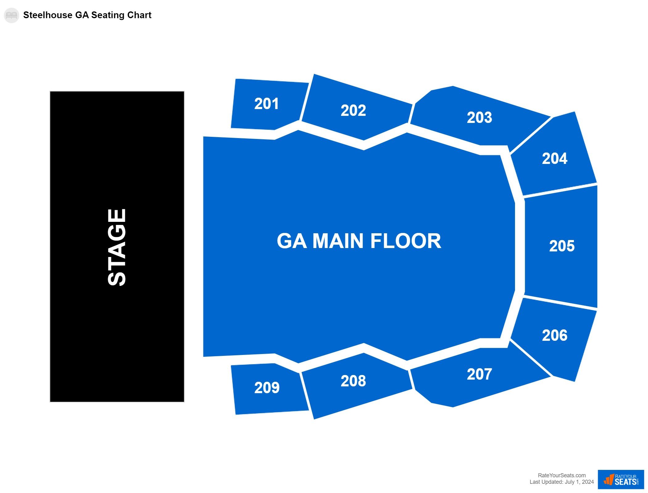 Concert seating chart at Steelhouse