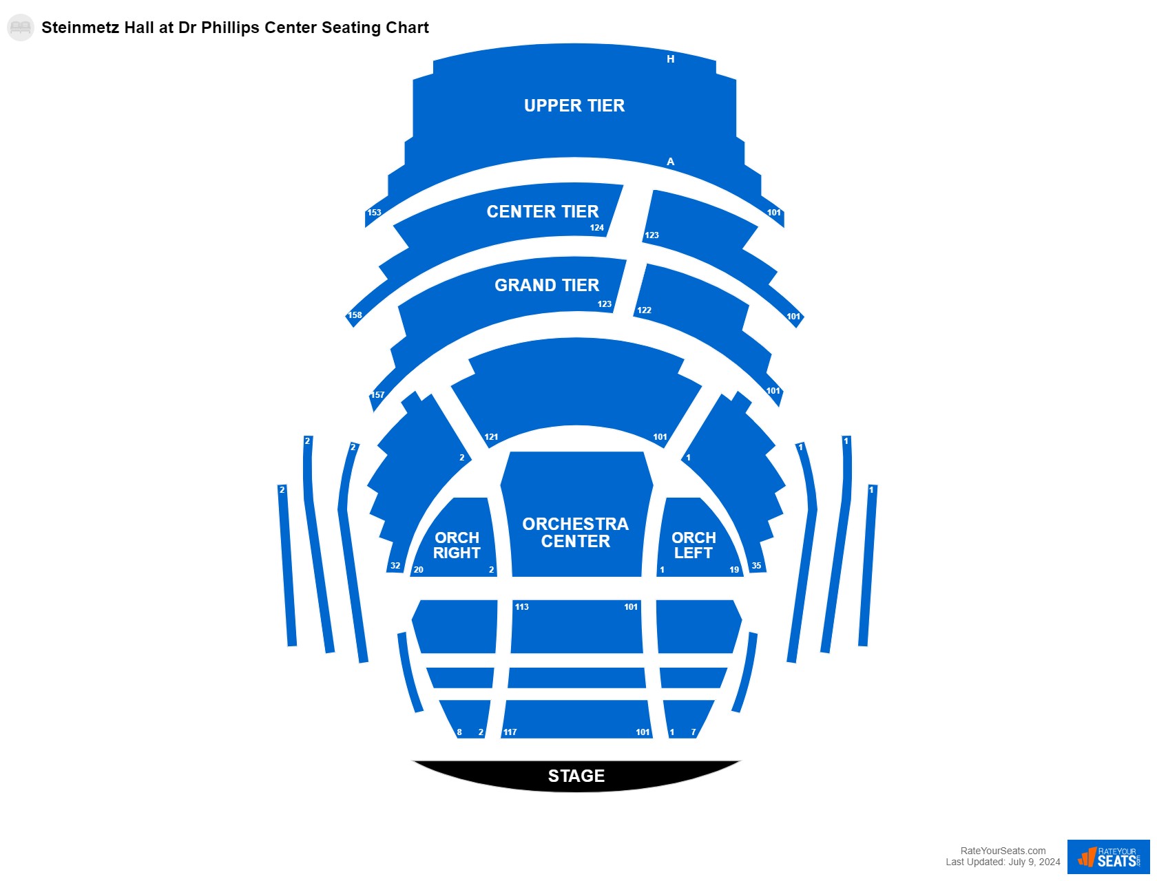 Comedy seating chart at Steinmetz Hall at Dr Phillips Center