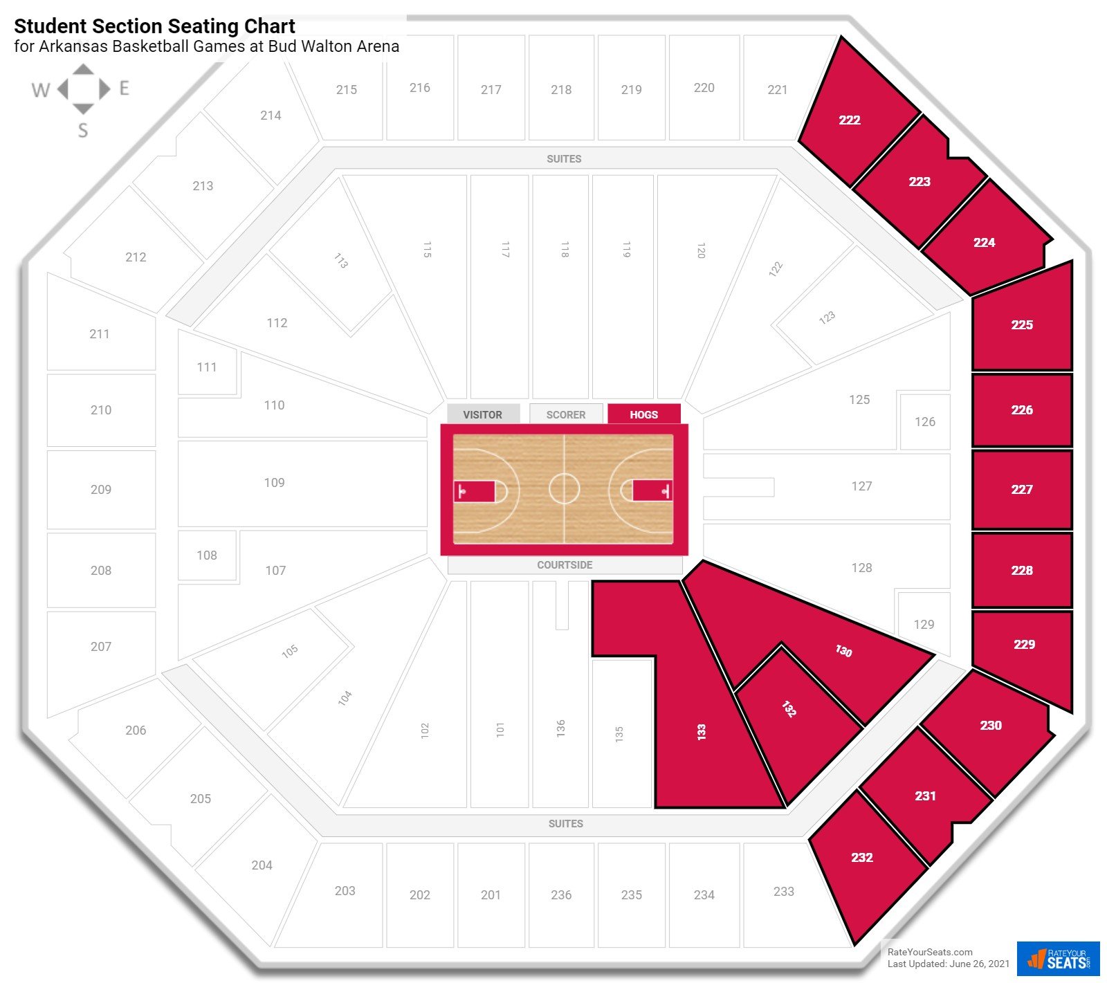 Bud Walton Arena Seating Map