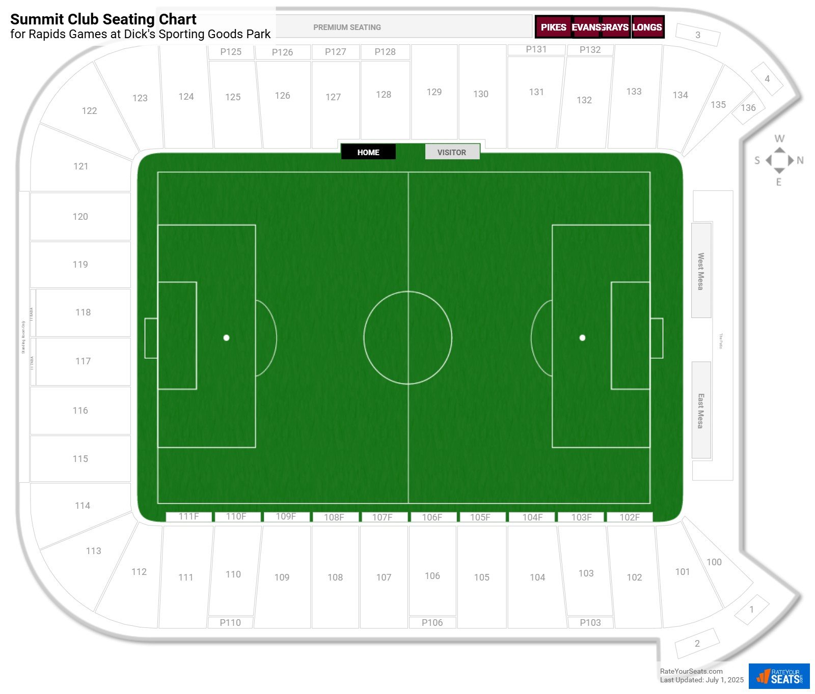 click to enlarge Rapids Summit Club Seating Chart at Dick