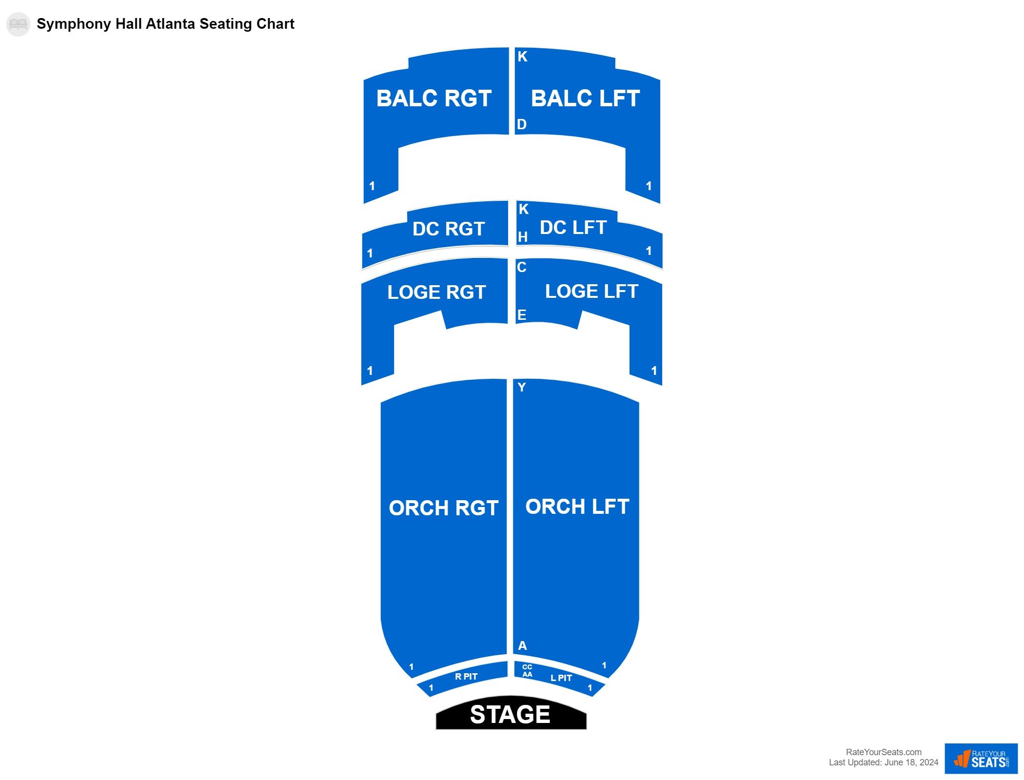 Comedy seating chart at Symphony Hall Atlanta