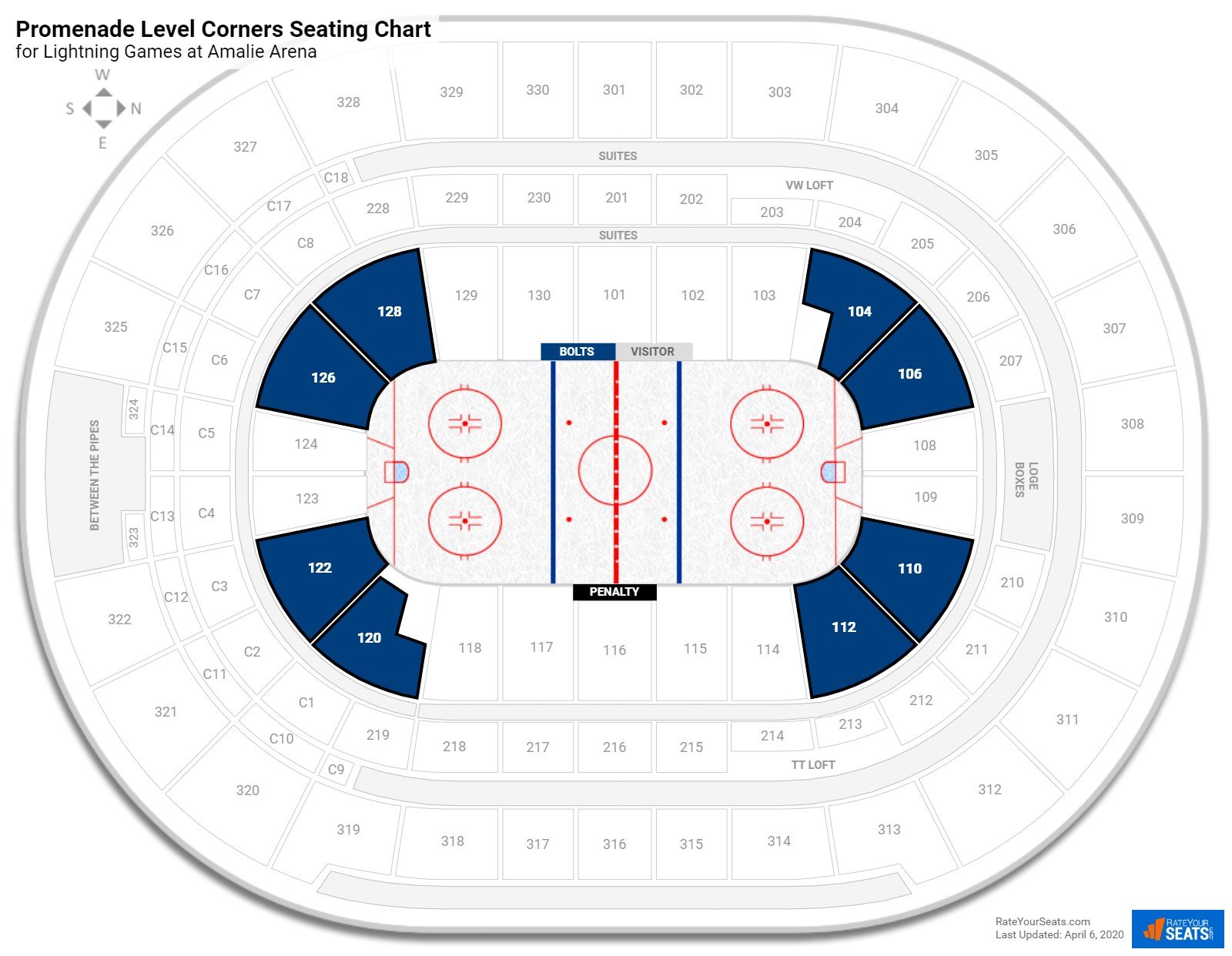 Promenade Level Corner - Amalie Arena Hockey Seating - RateYourSeats.com