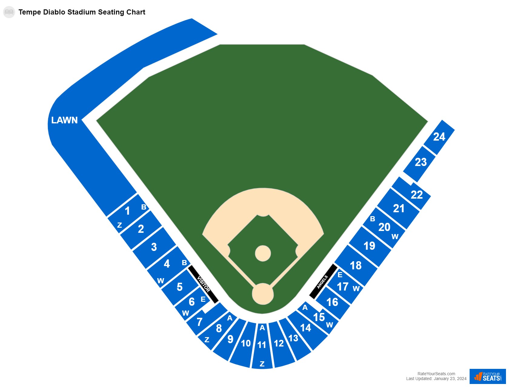 Baseball seating chart at Tempe Diablo Stadium