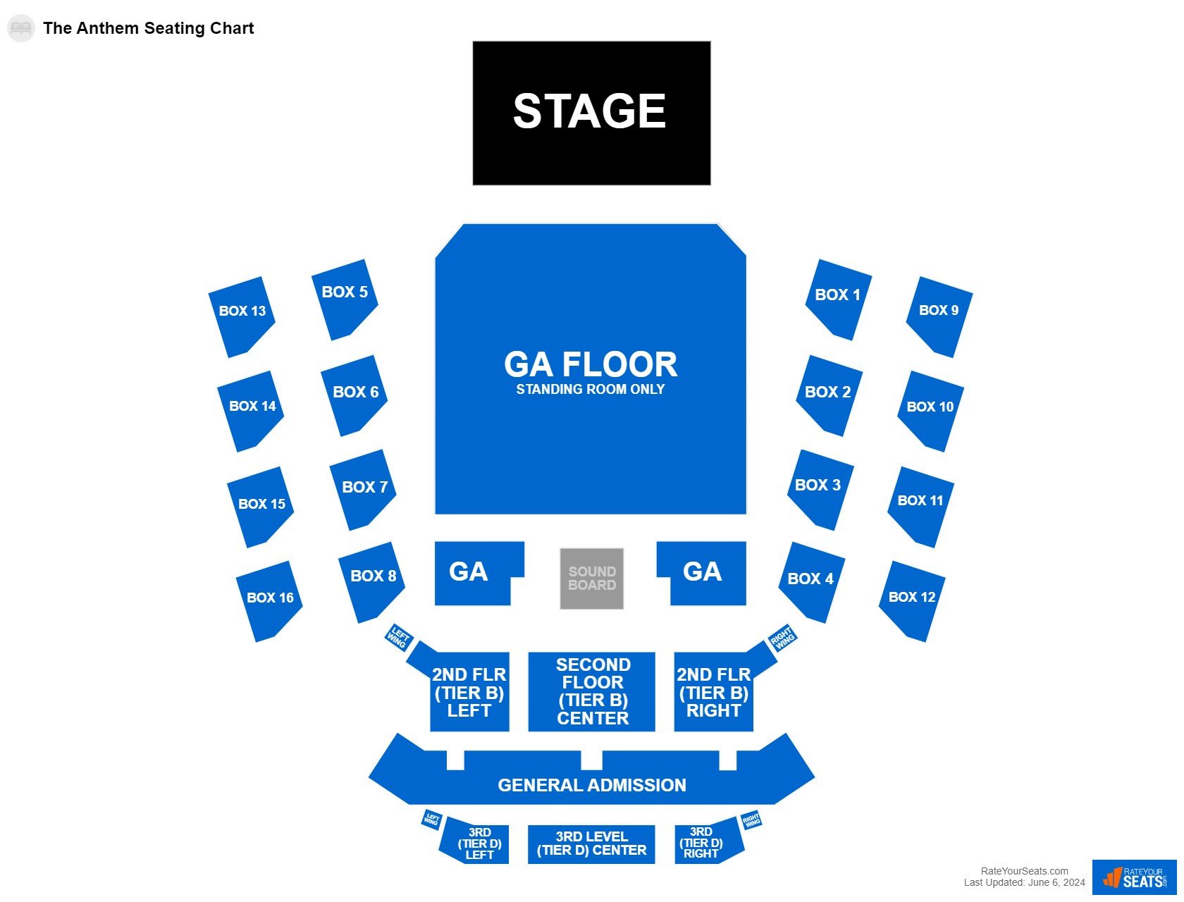 Concert seating chart at The Anthem