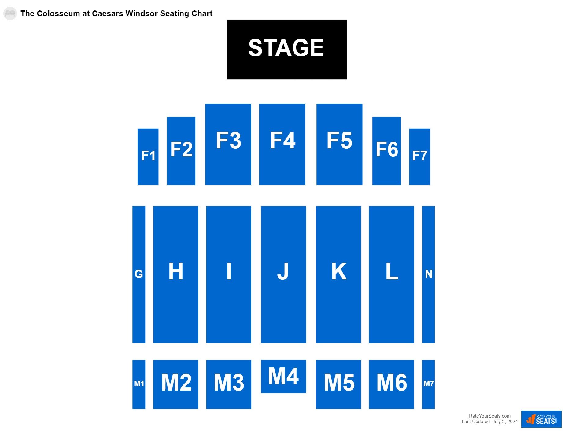 Comedy seating chart at The Colosseum at Caesars Windsor