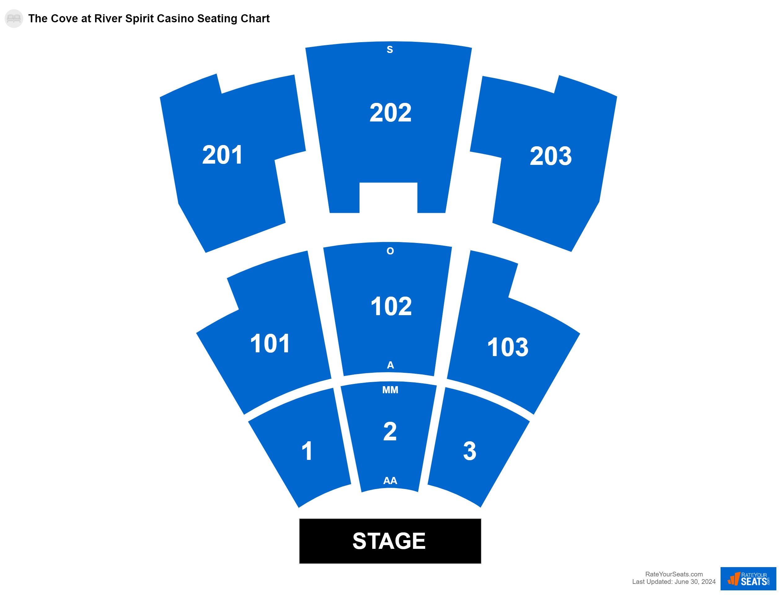 Comedy seating chart at The Cove at River Spirit Casino