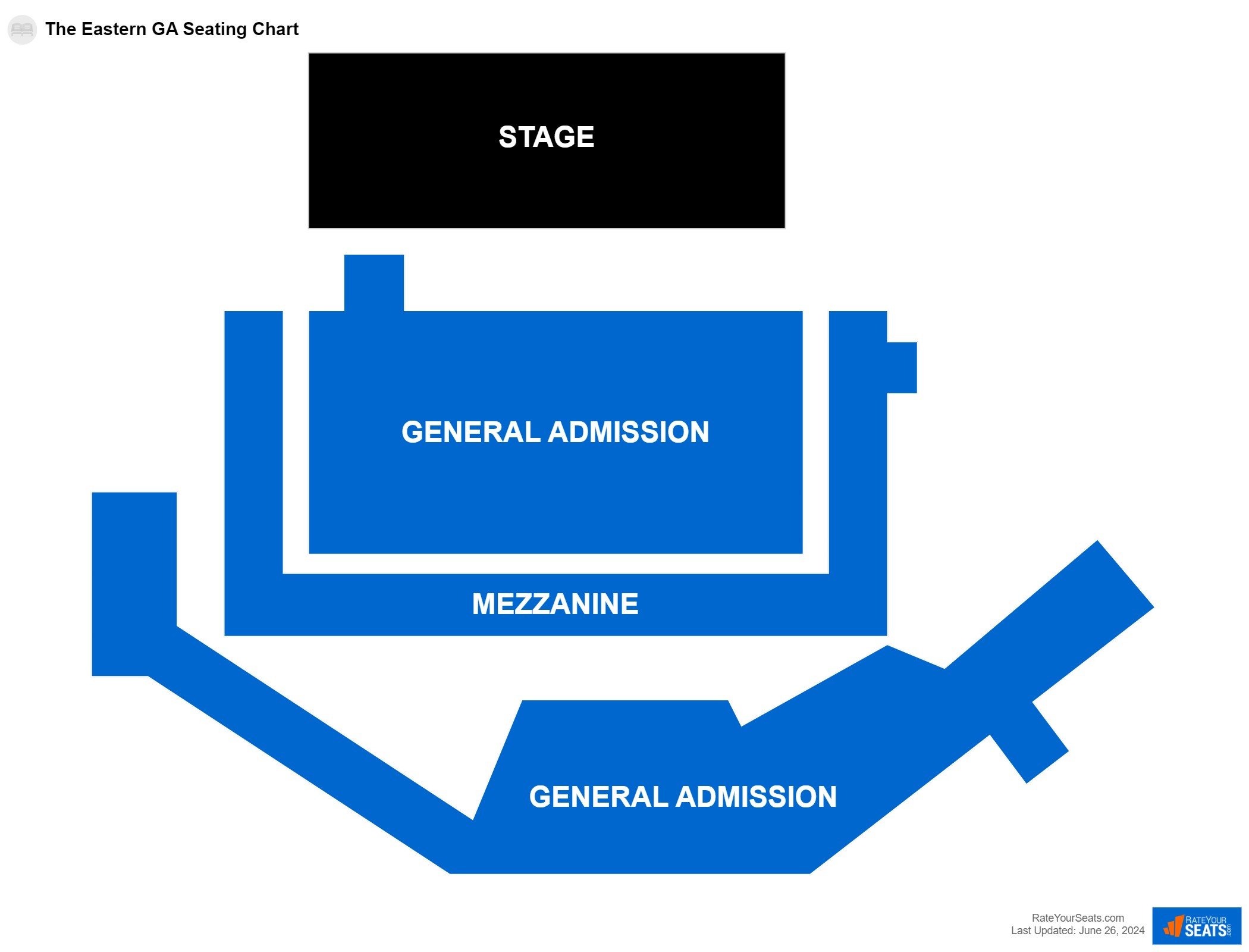 Concert seating chart at The Eastern