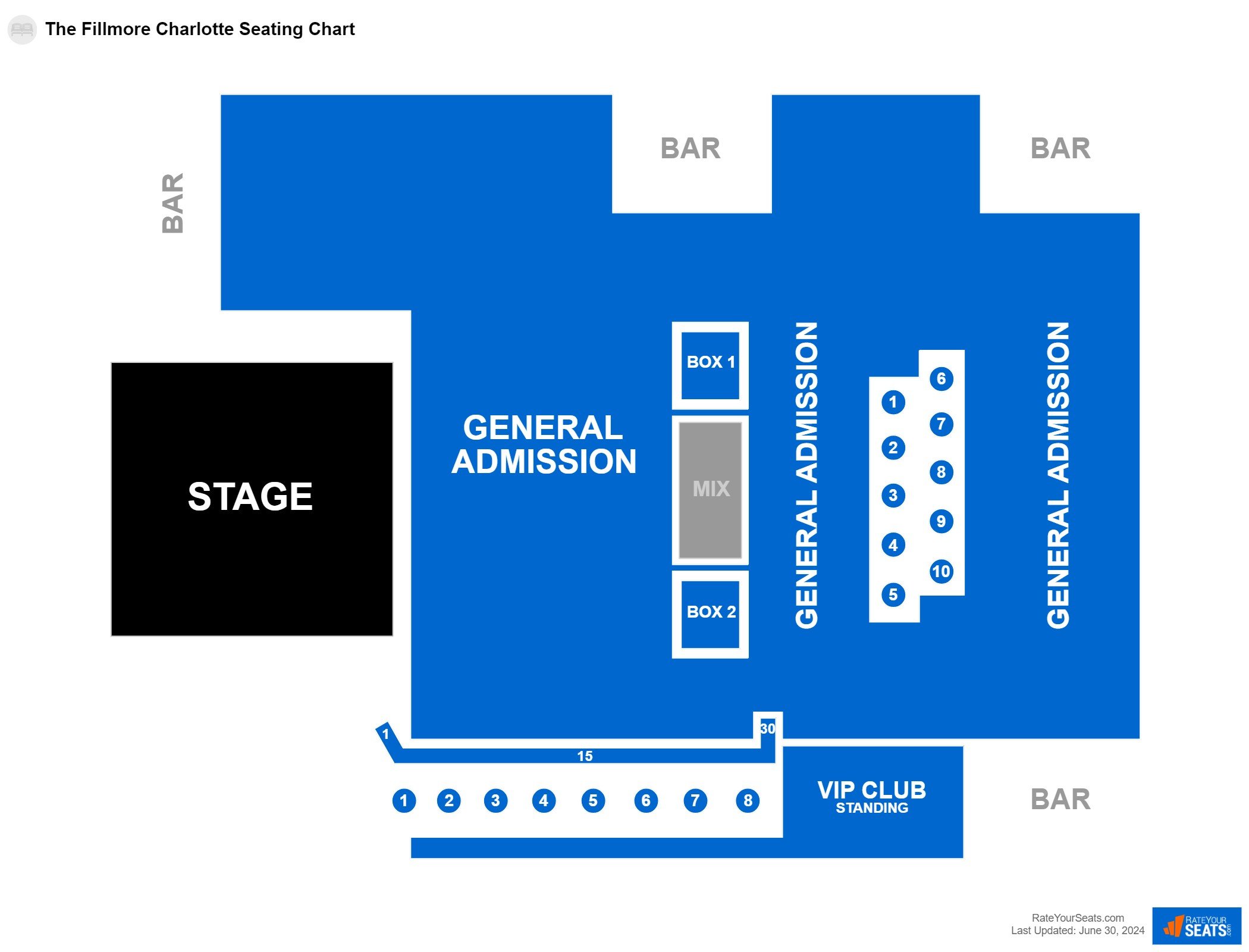 Concert seating chart at The Fillmore Charlotte