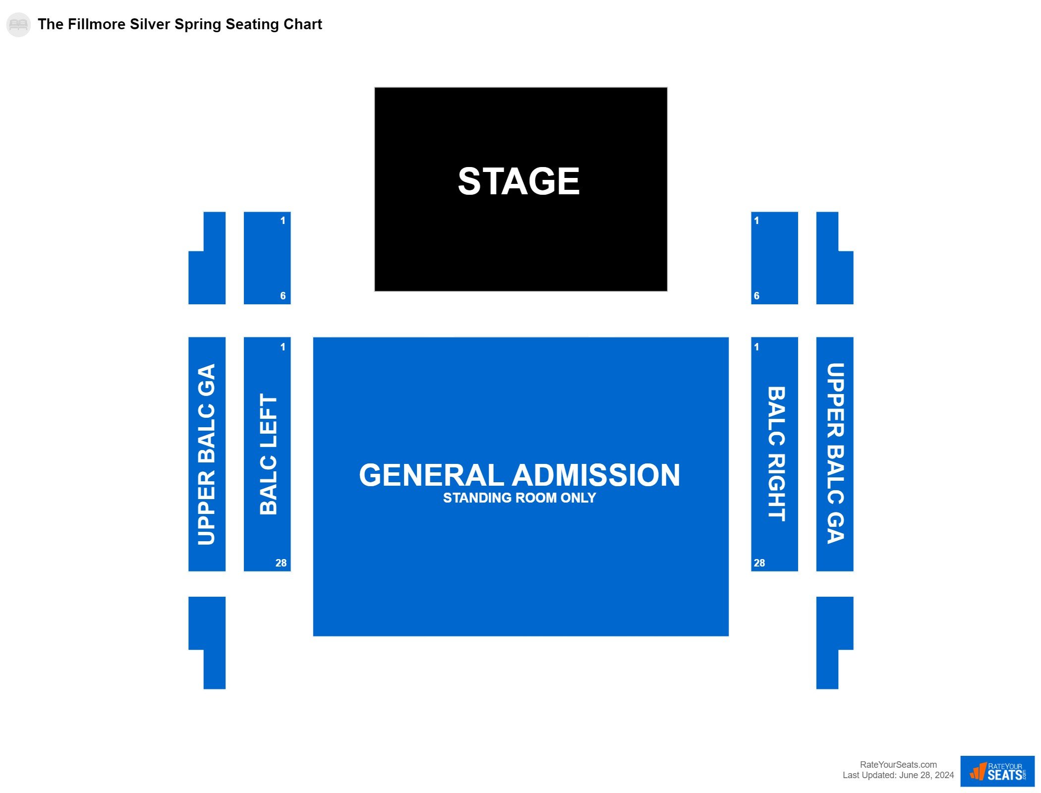 Concert seating chart at The Fillmore Silver Spring