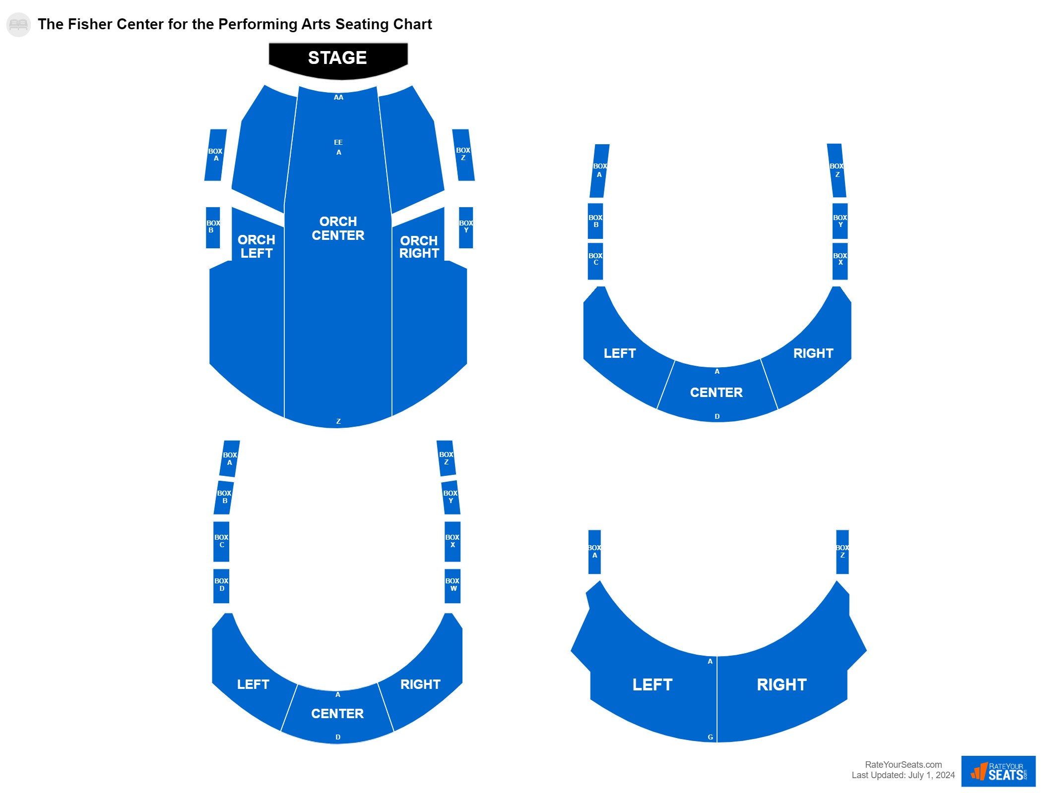 Comedy seating chart at The Fisher Center for the Performing Arts