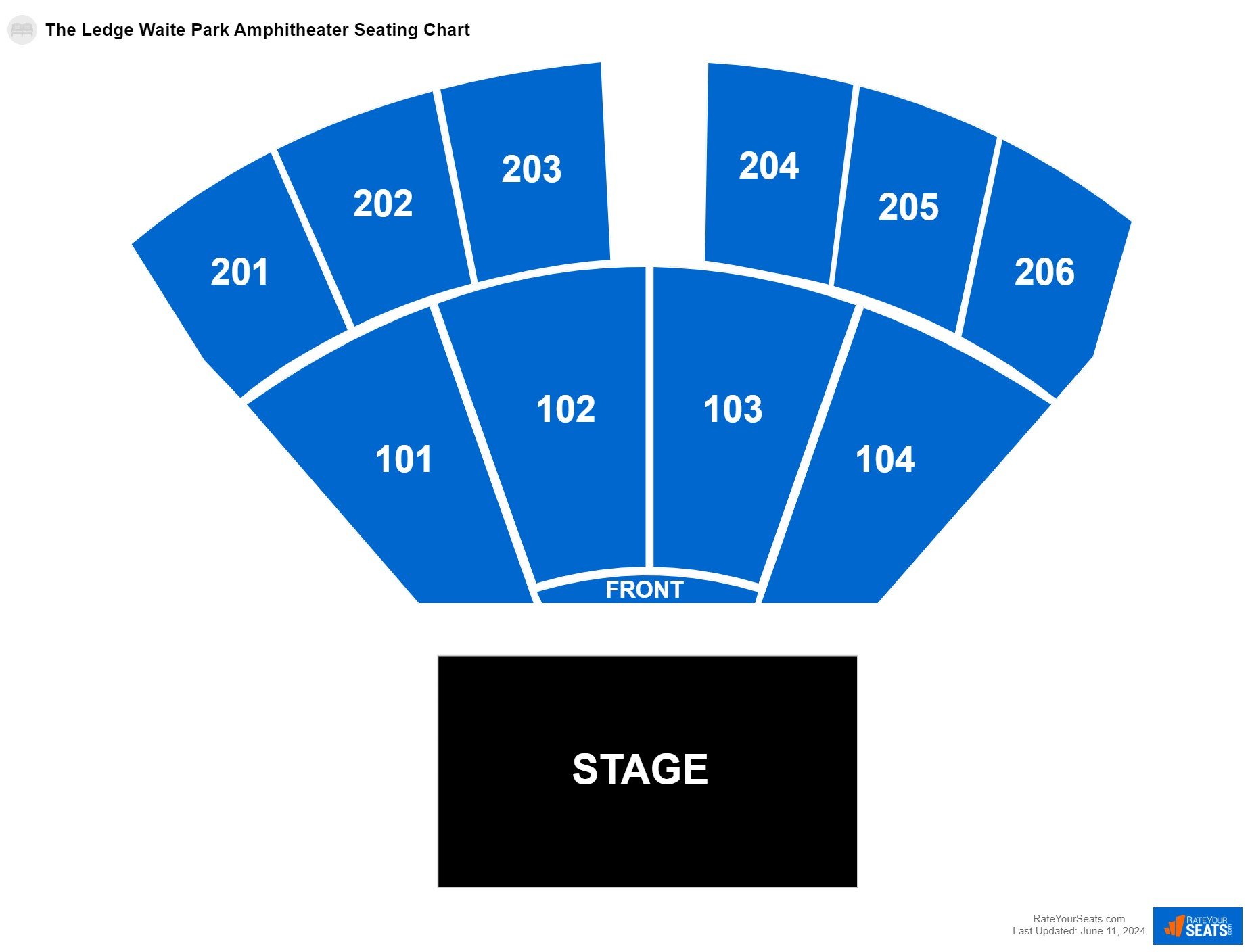 Concert seating chart at The Ledge Waite Park Amphitheater