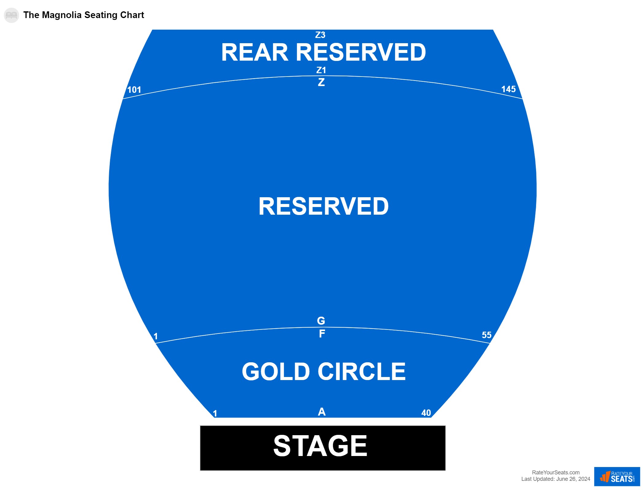 Comedy seating chart at The Magnolia