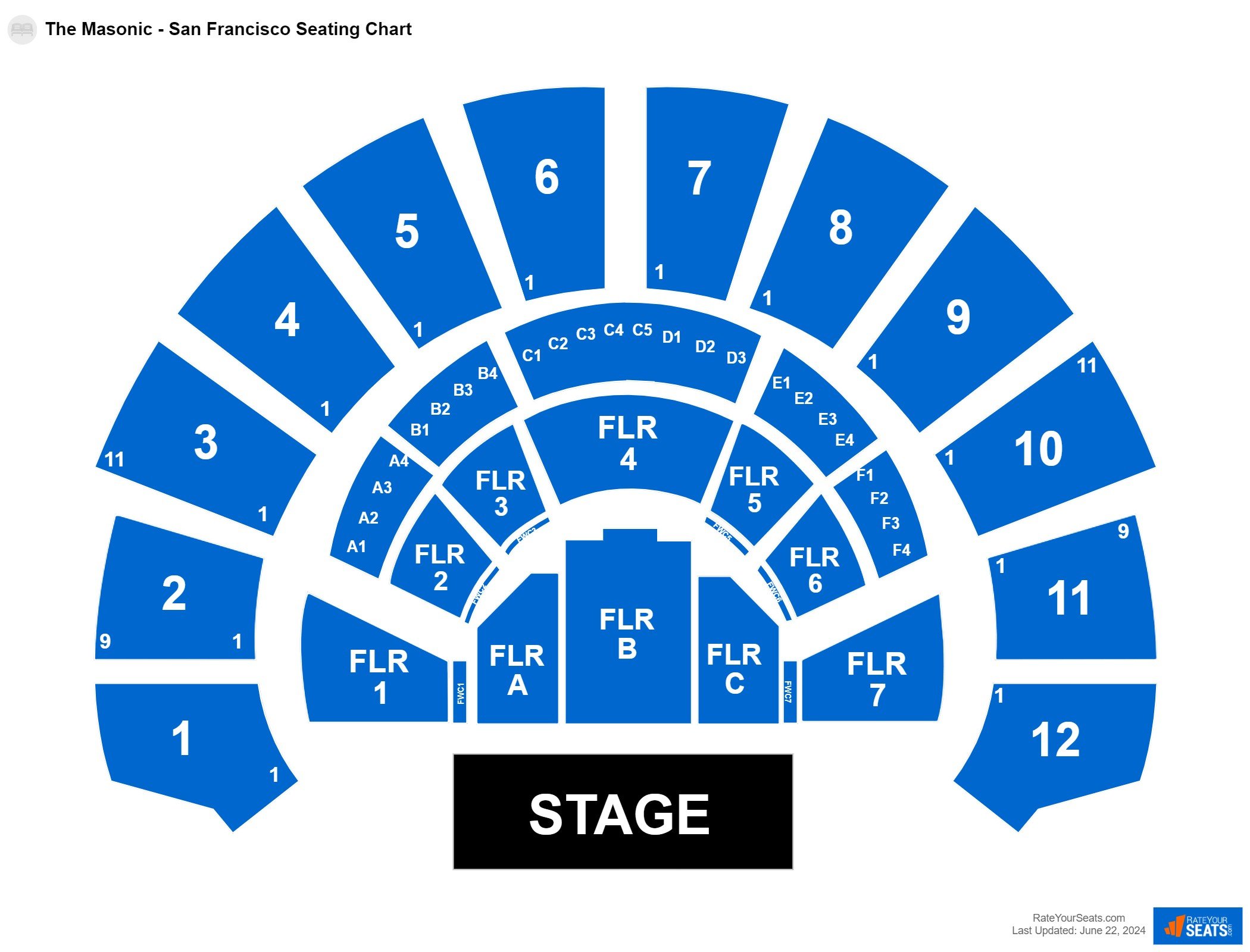 Comedy seating chart at The Masonic - San Francisco