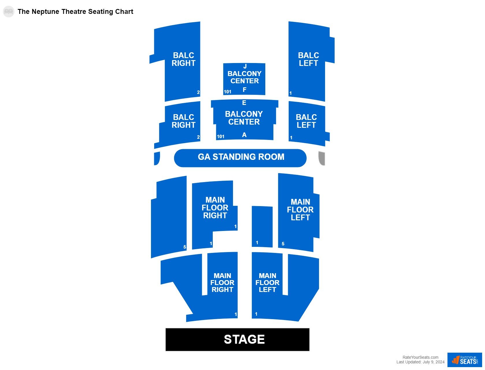 Comedy seating chart at The Neptune Theatre