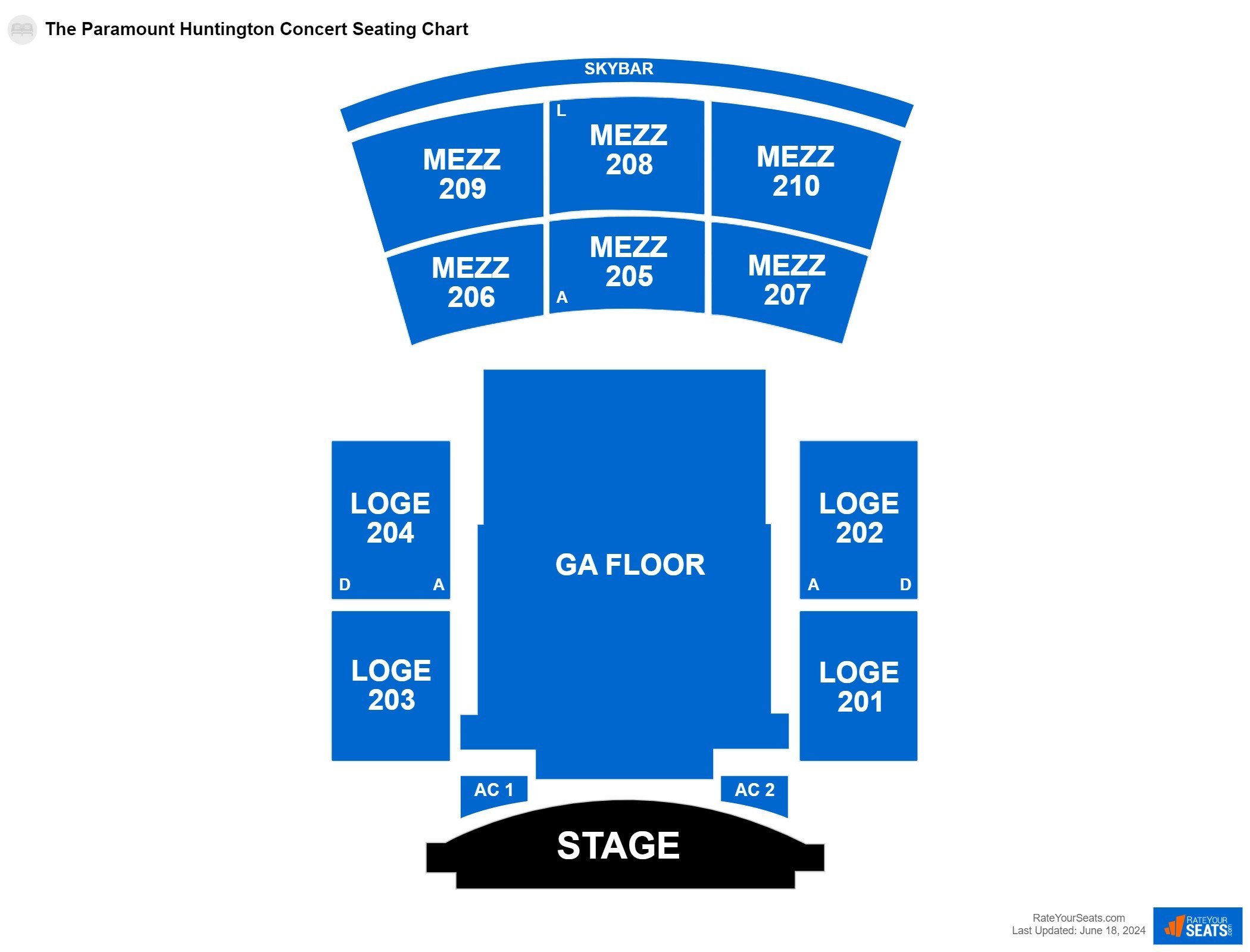 Concert seating chart at The Paramount Huntington