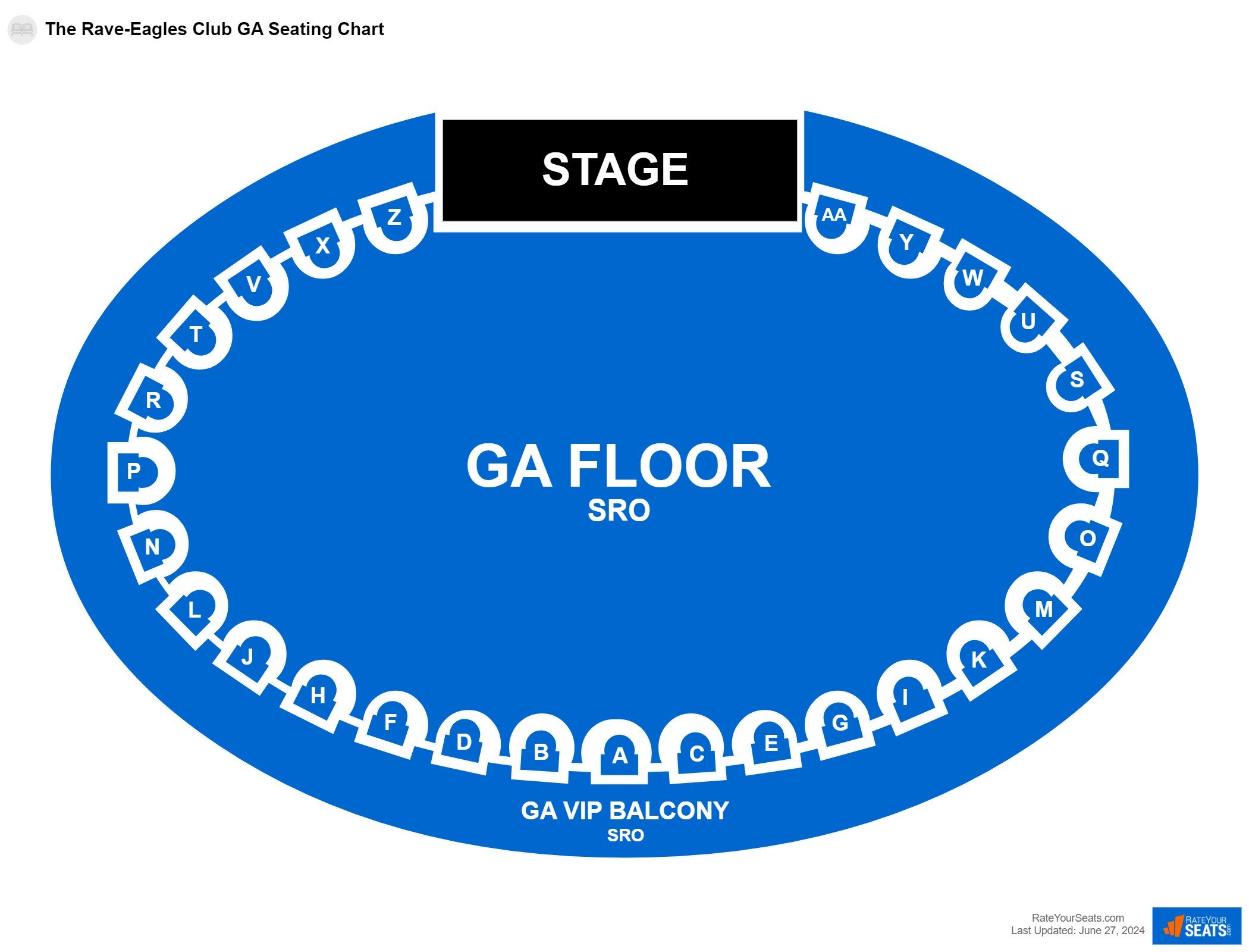 Concert seating chart at The Rave-Eagles Club