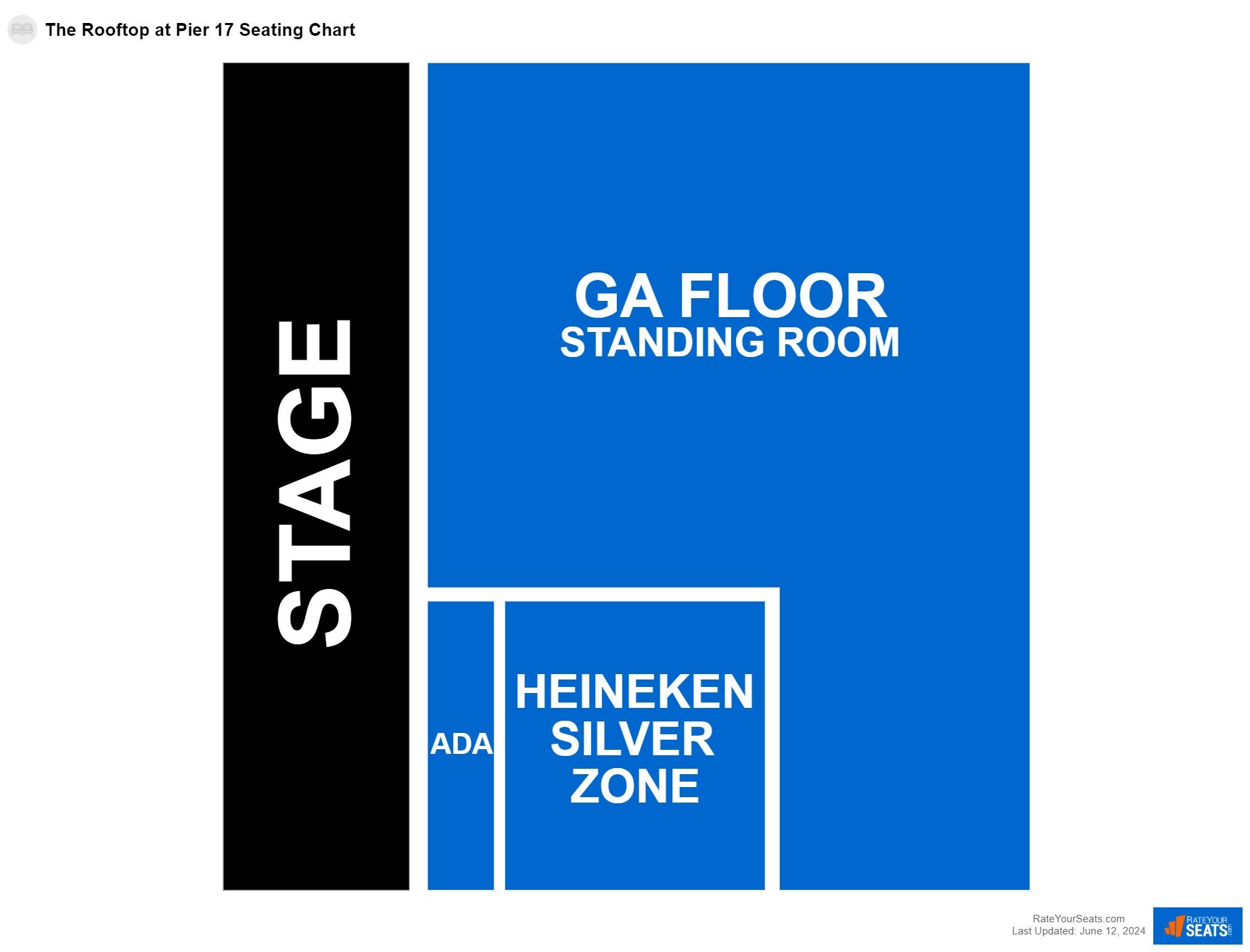 Concert seating chart at The Rooftop at Pier 17