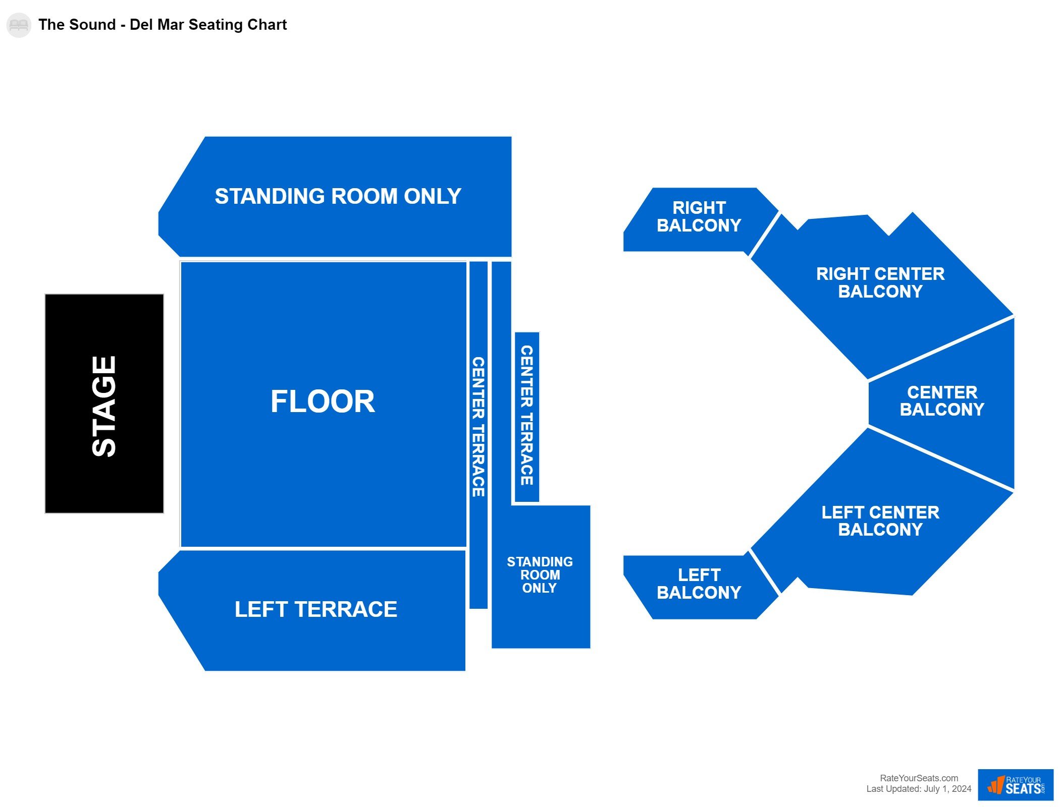 Concert seating chart at The Sound - Del Mar