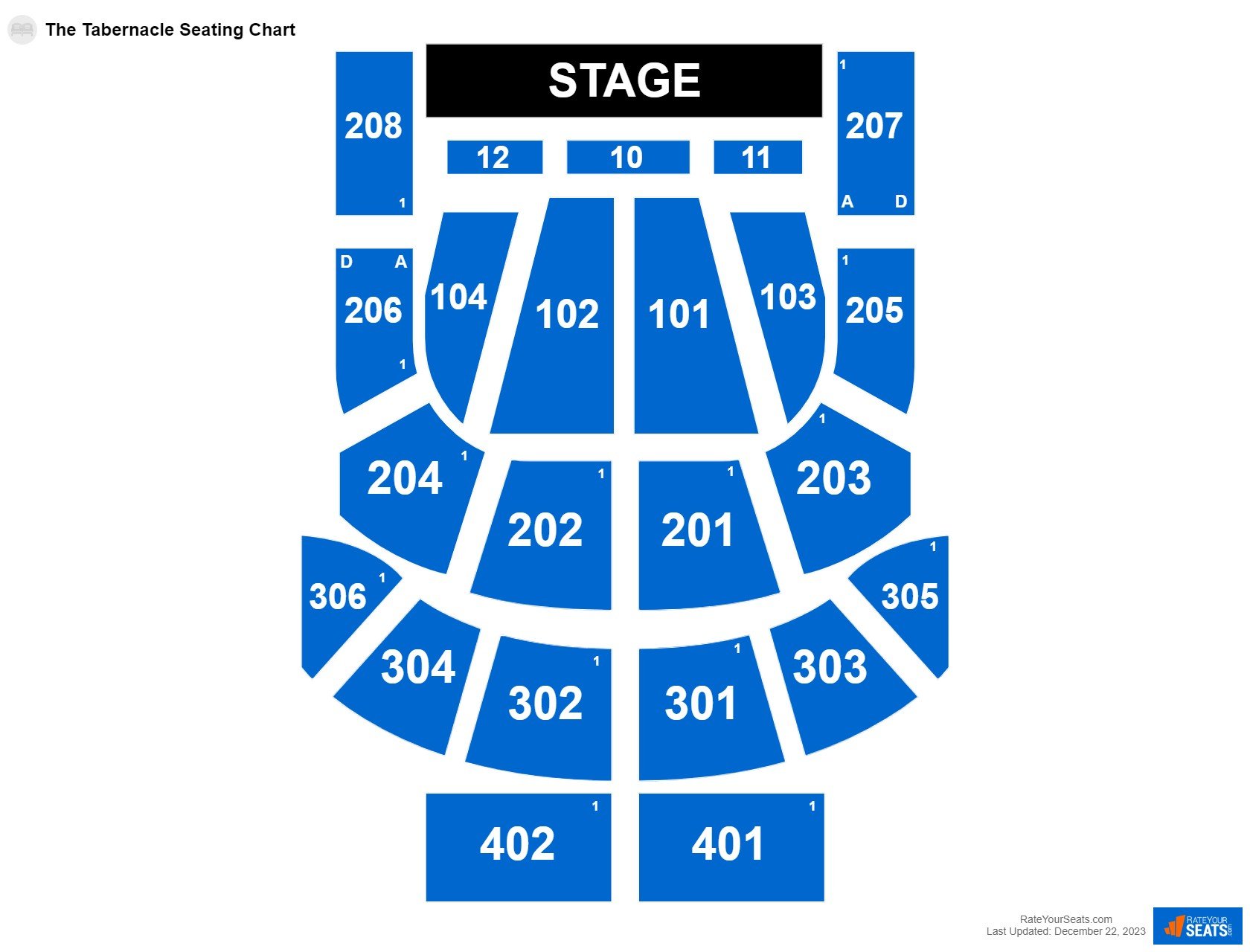 Concert seating chart at The Tabernacle