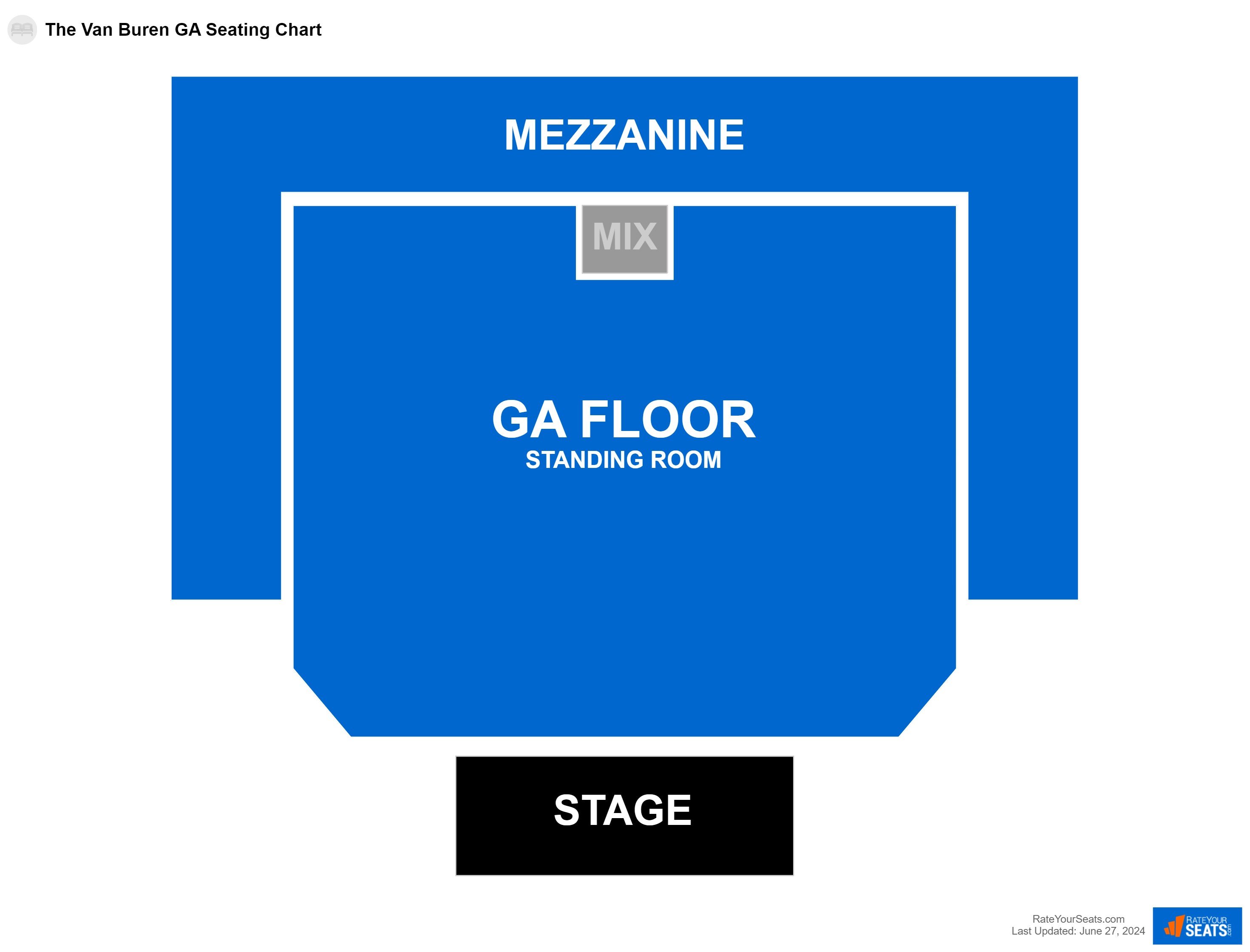 Comedy seating chart at The Van Buren