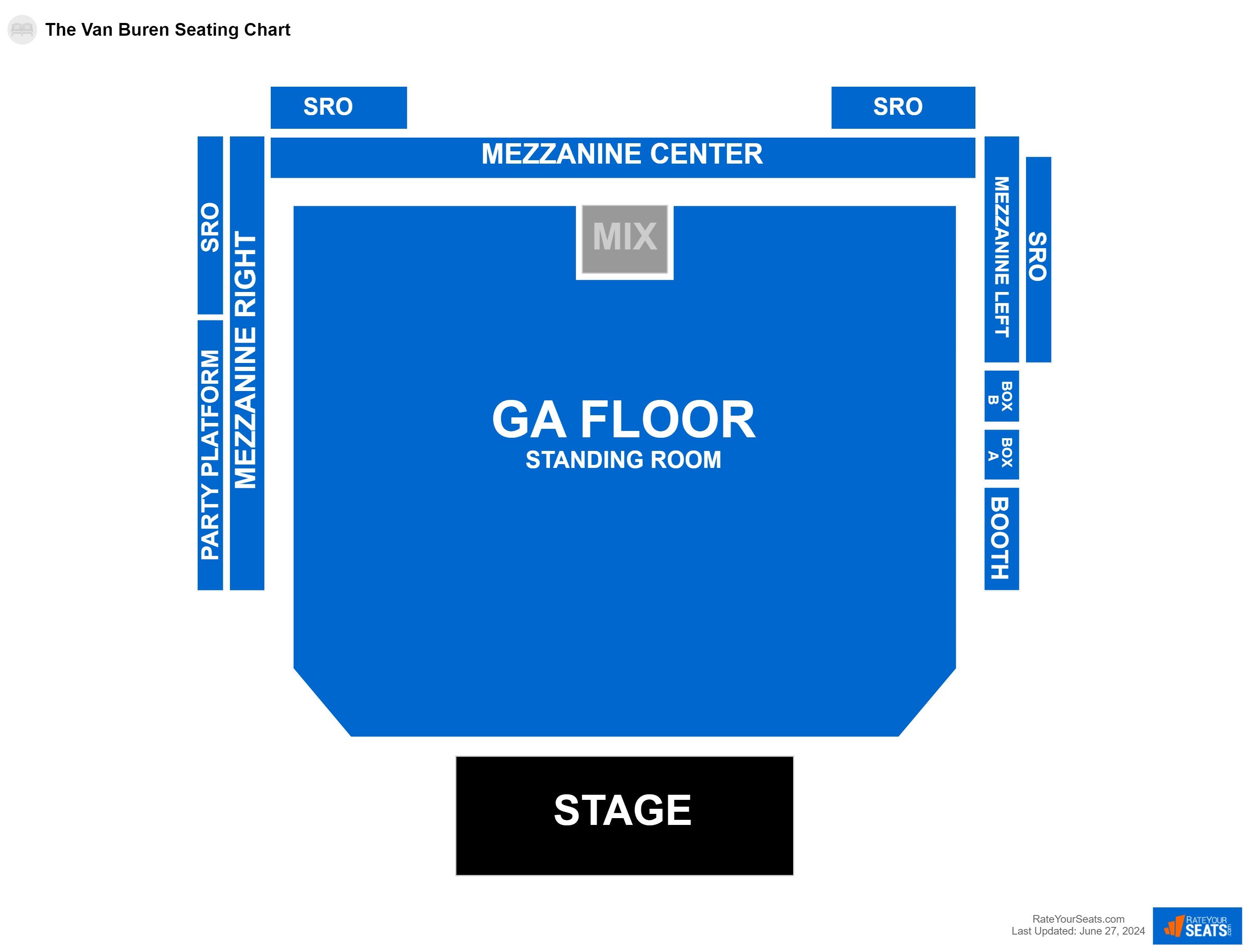 Concert seating chart at The Van Buren