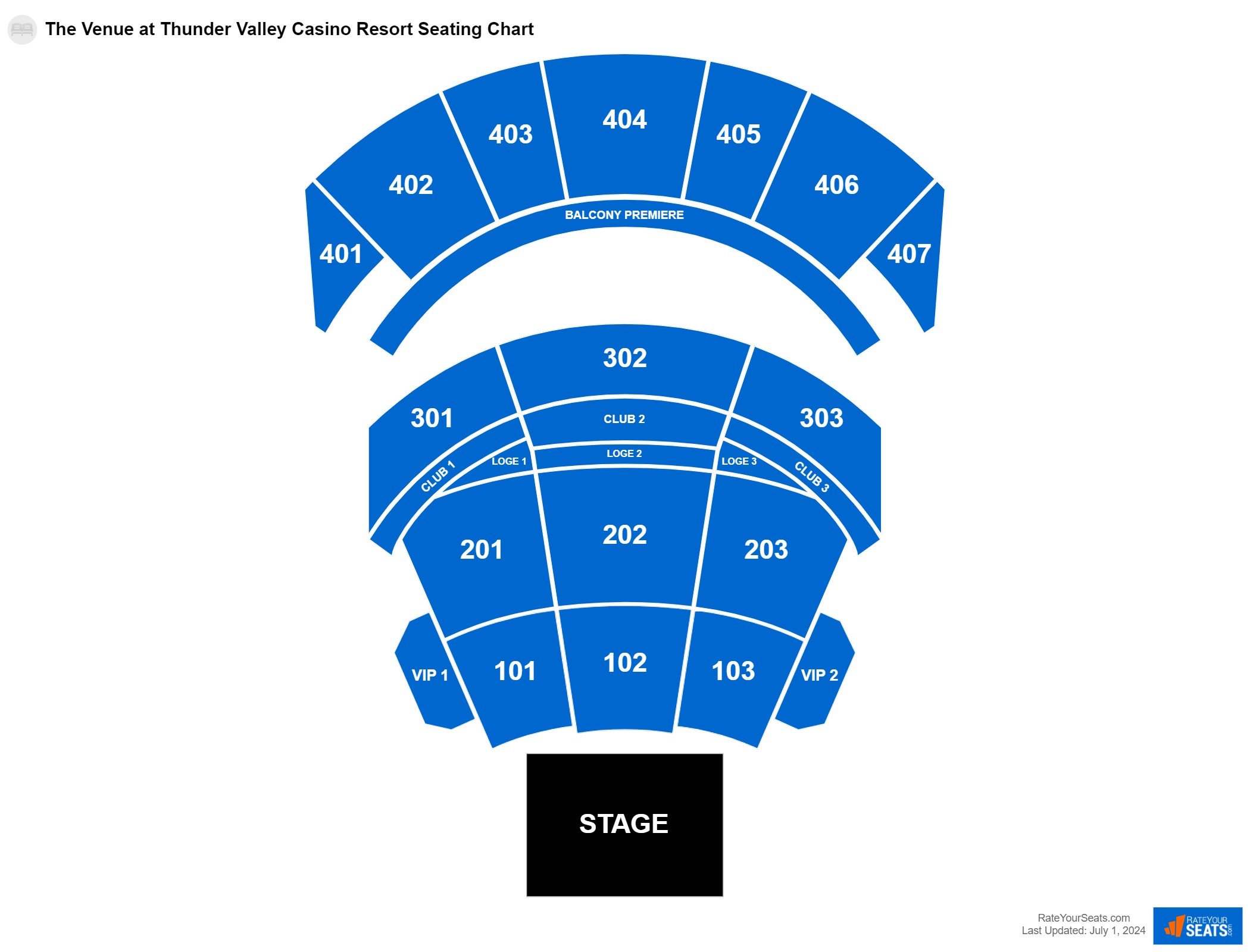 Comedy seating chart at The Venue at Thunder Valley Casino Resort