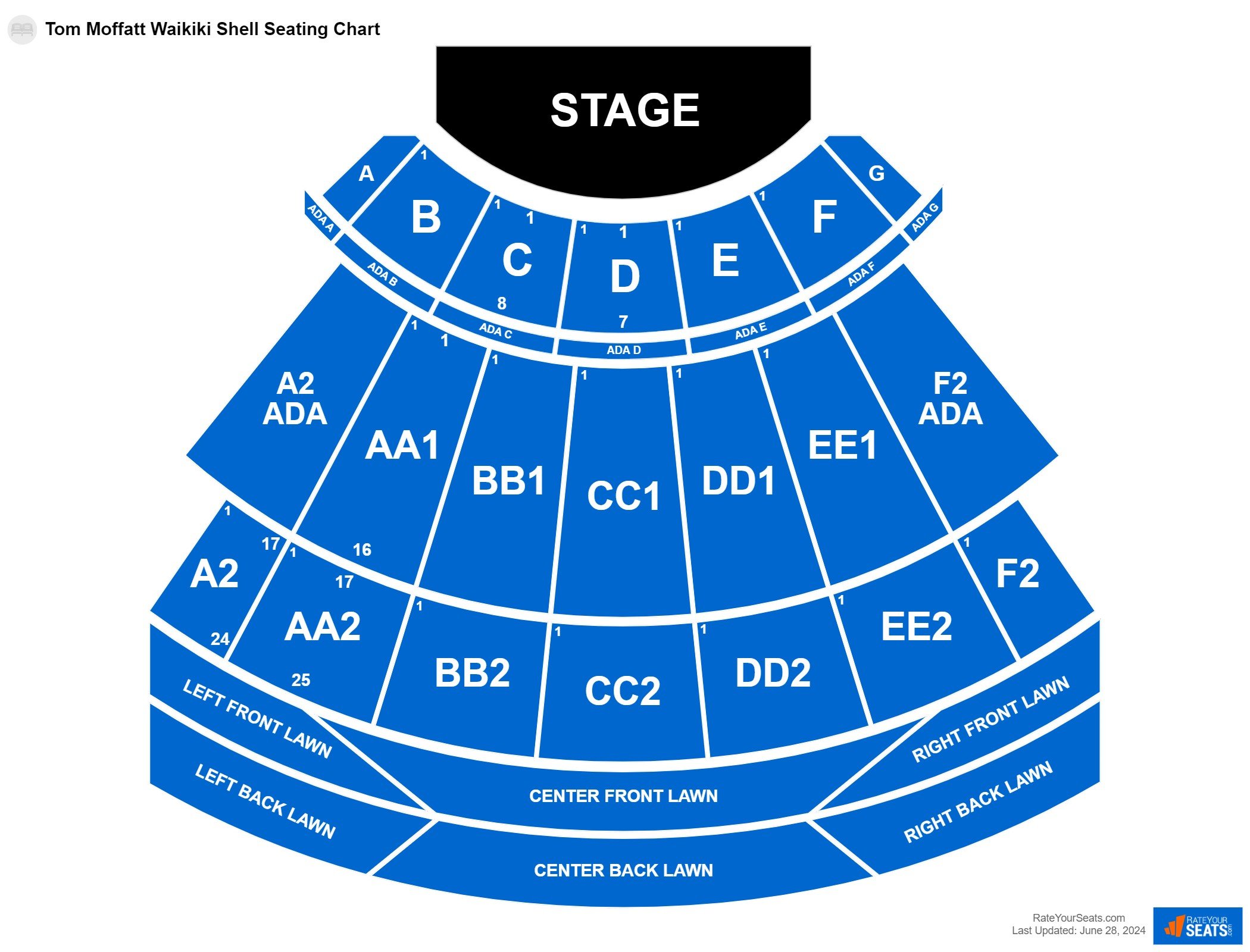 Concert seating chart at Tom Moffatt Waikiki Shell