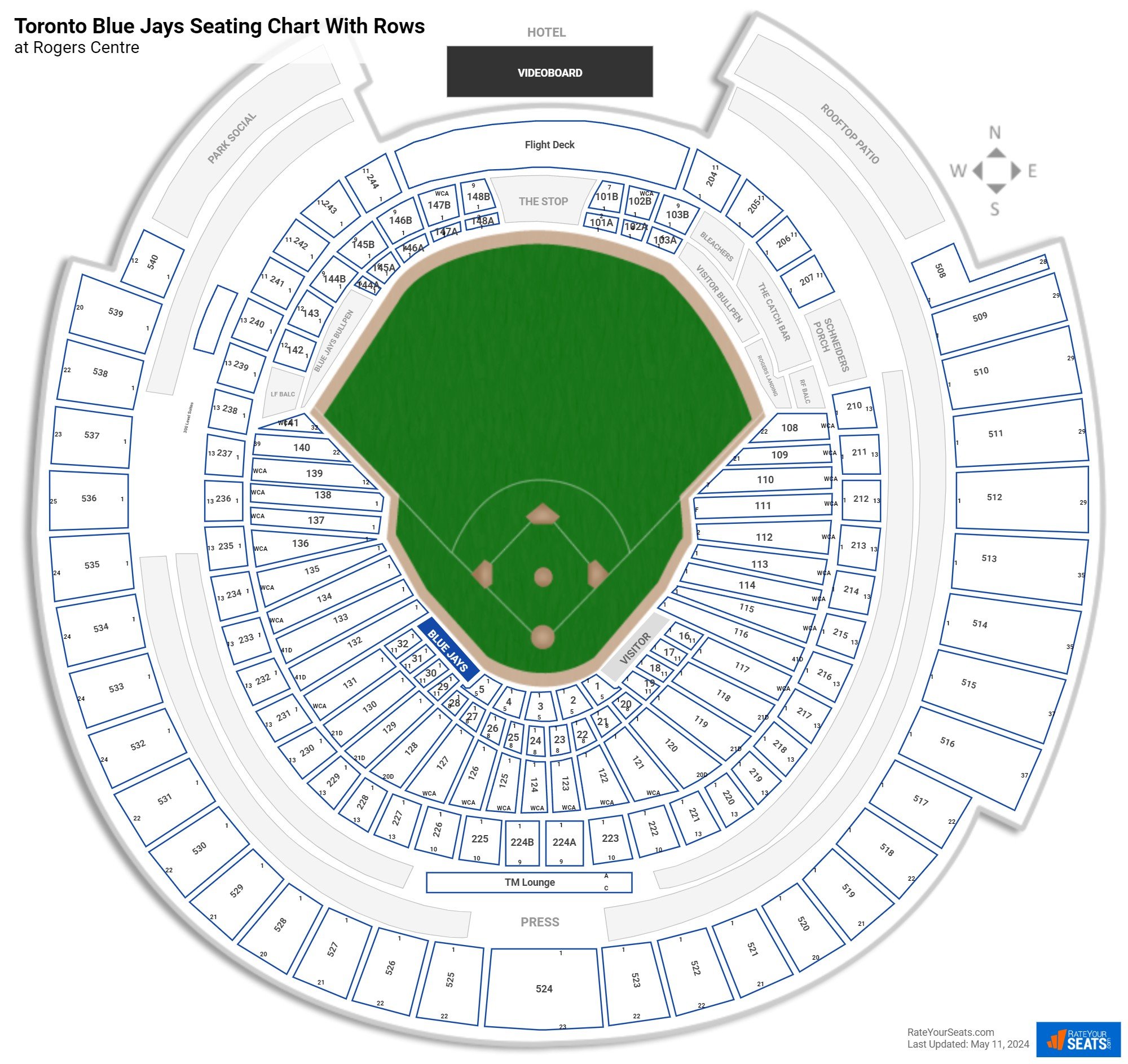 Toronto Blue Jays Seating Chart With Rows At Rogers Centre 