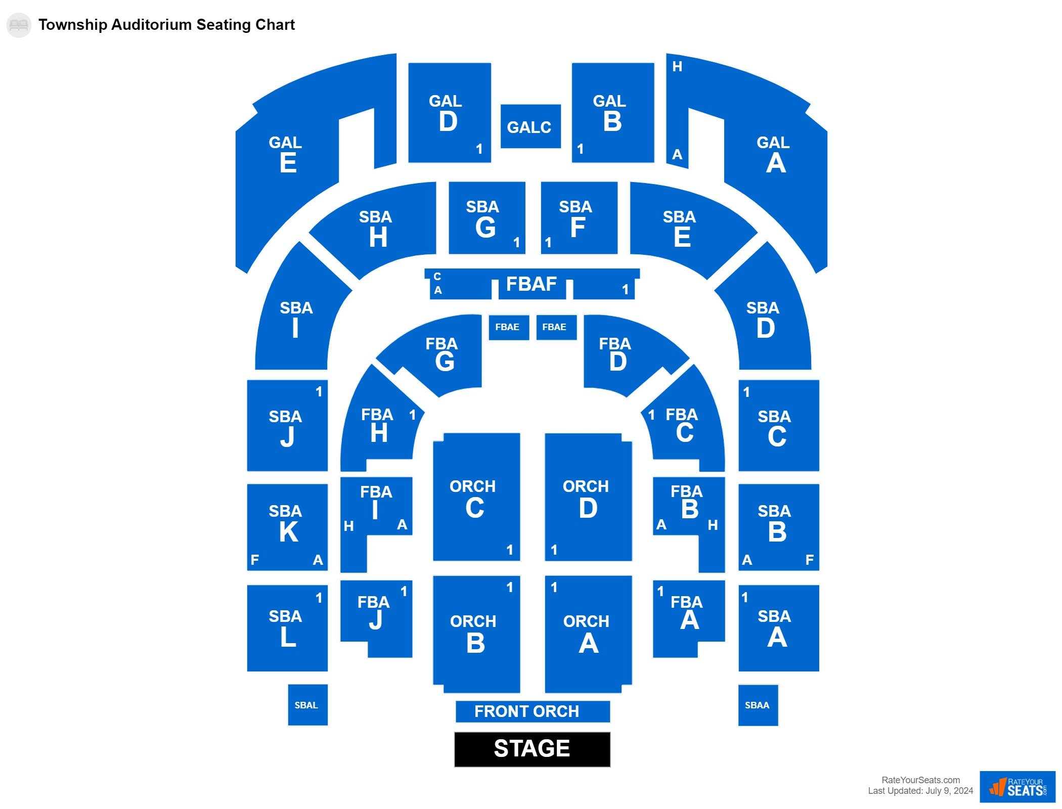 Concert seating chart at Township Auditorium