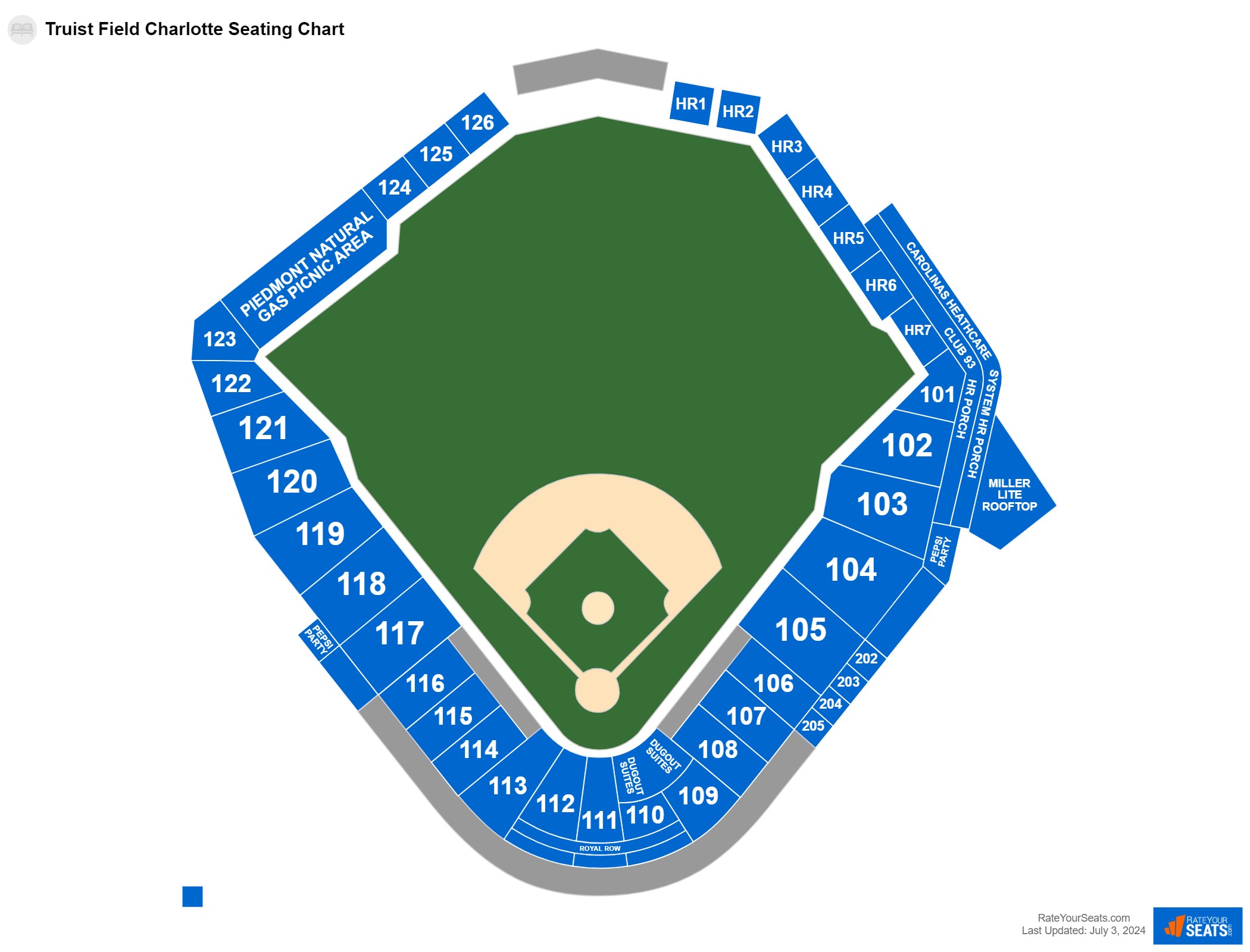 Baseball seating chart at Truist Field Charlotte