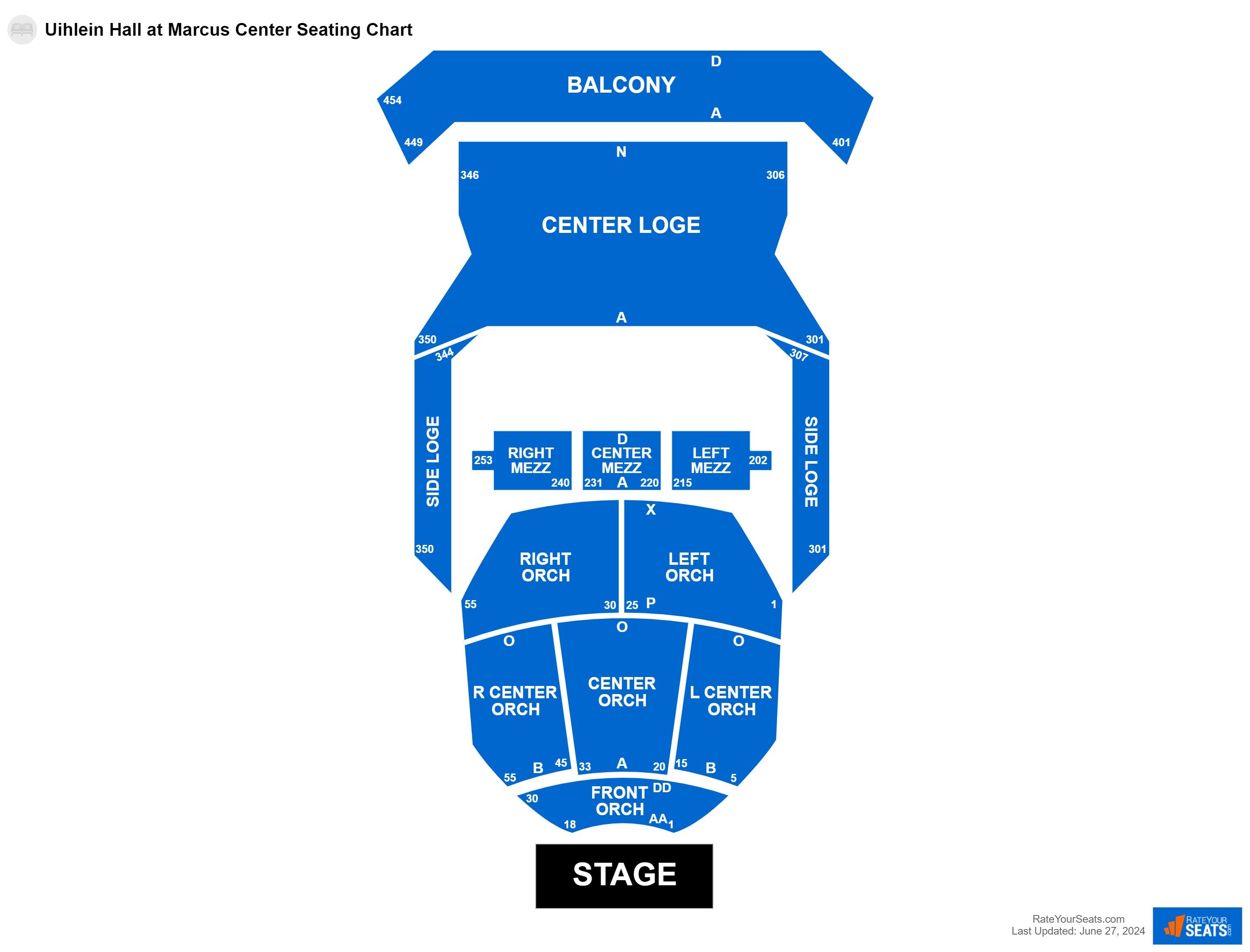 Concert seating chart at Uihlein Hall at Marcus Center