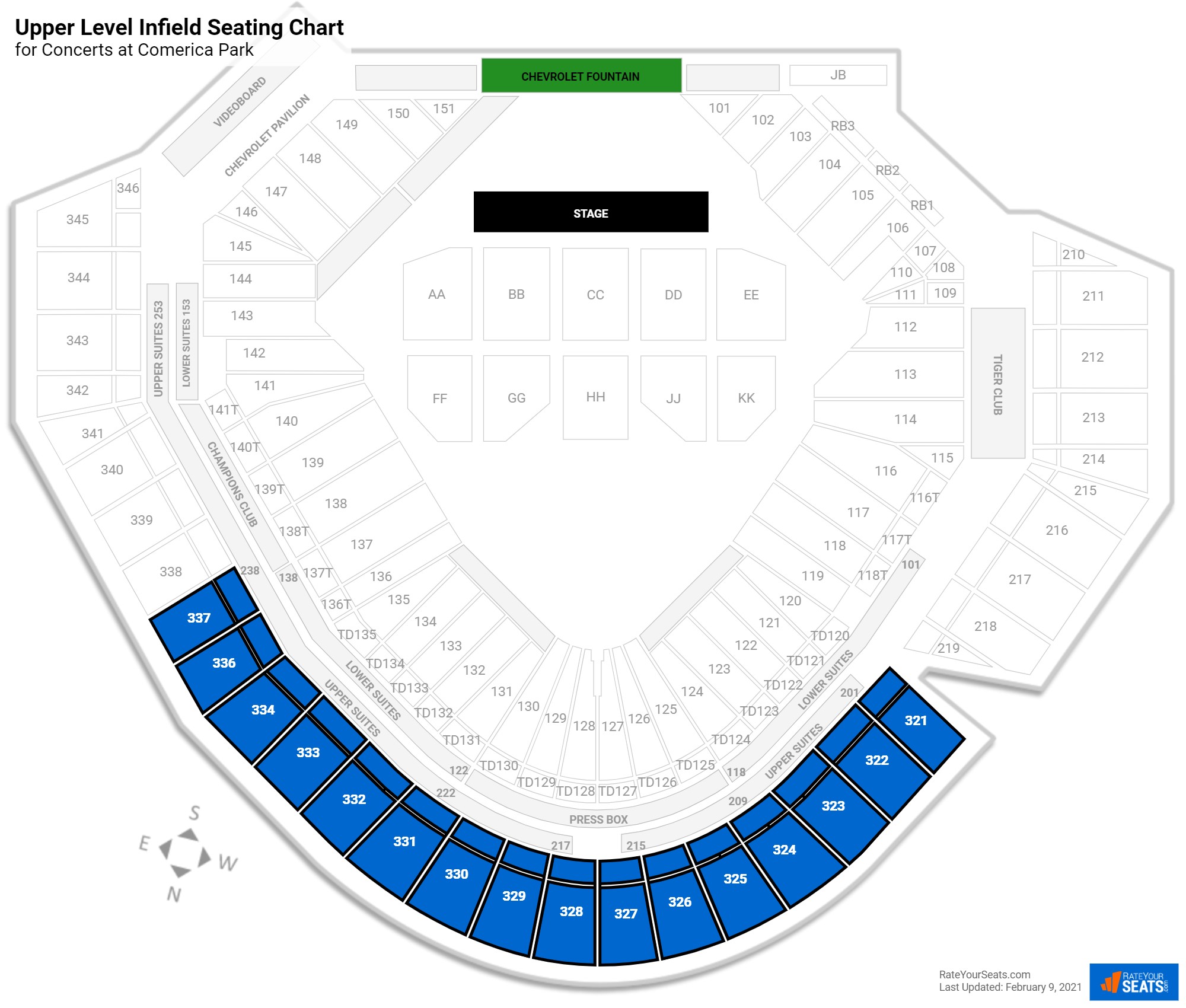 Comerica Park Seating for Concerts - RateYourSeats.com