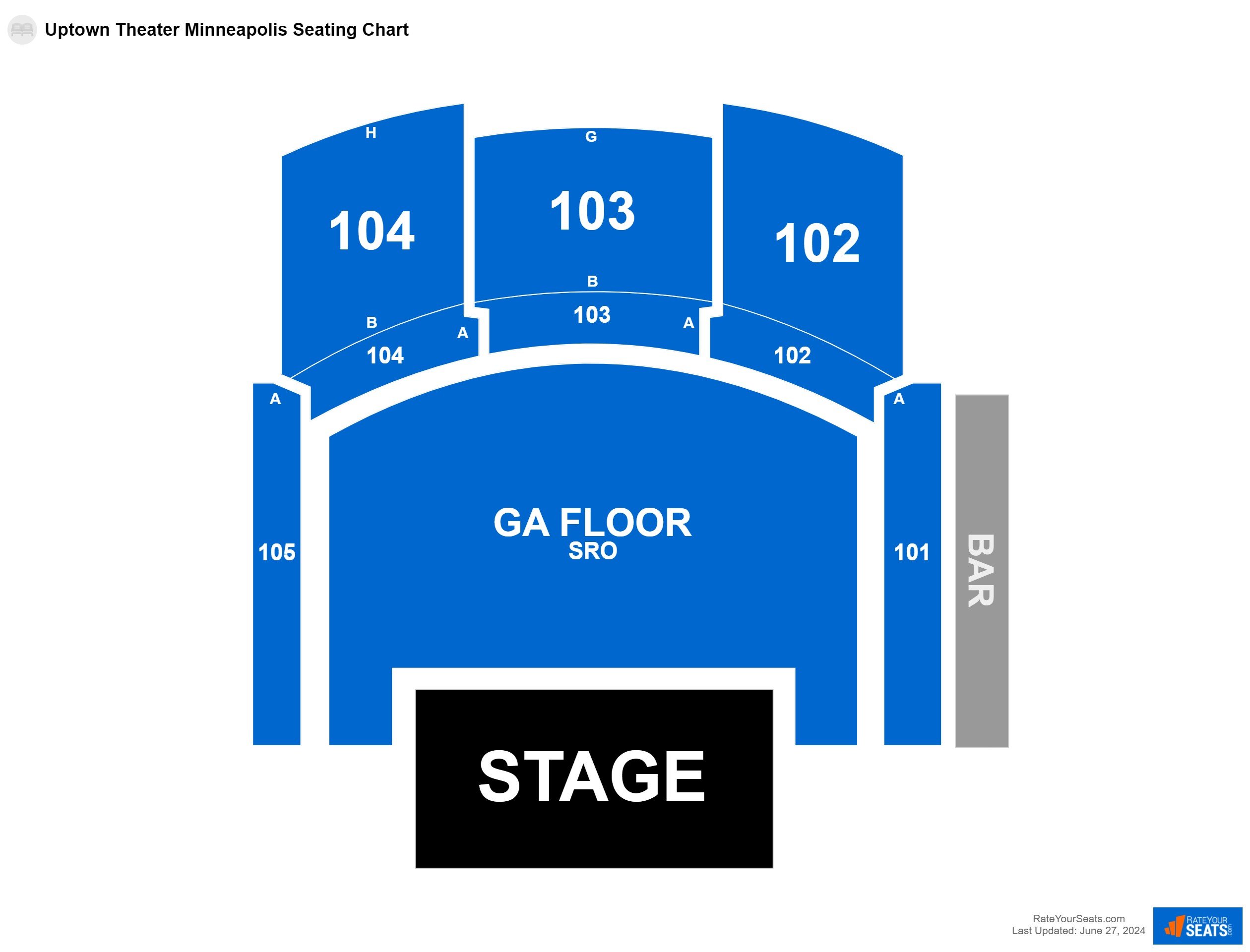 Concert seating chart at Uptown Theater Minneapolis