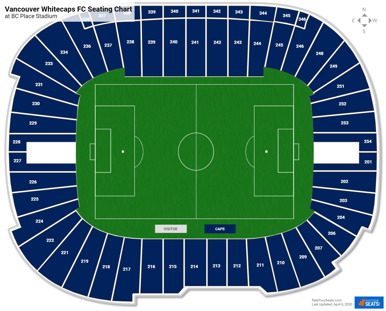 Vancouver Whitecaps FC Seating Charts at BC Place Stadium