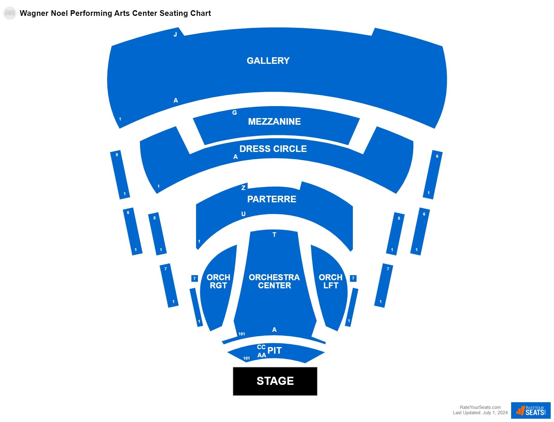 Comedy seating chart at Wagner Noel Performing Arts Center