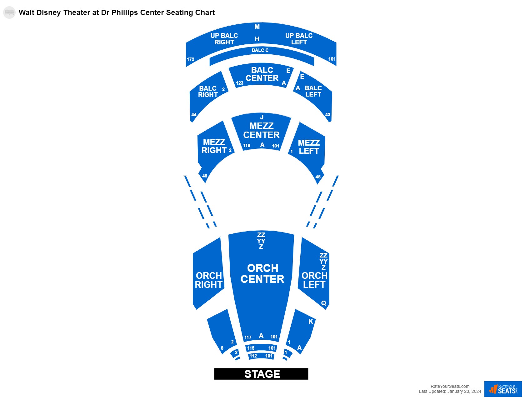 Comedy seating chart at Walt Disney Theater at Dr Phillips Center