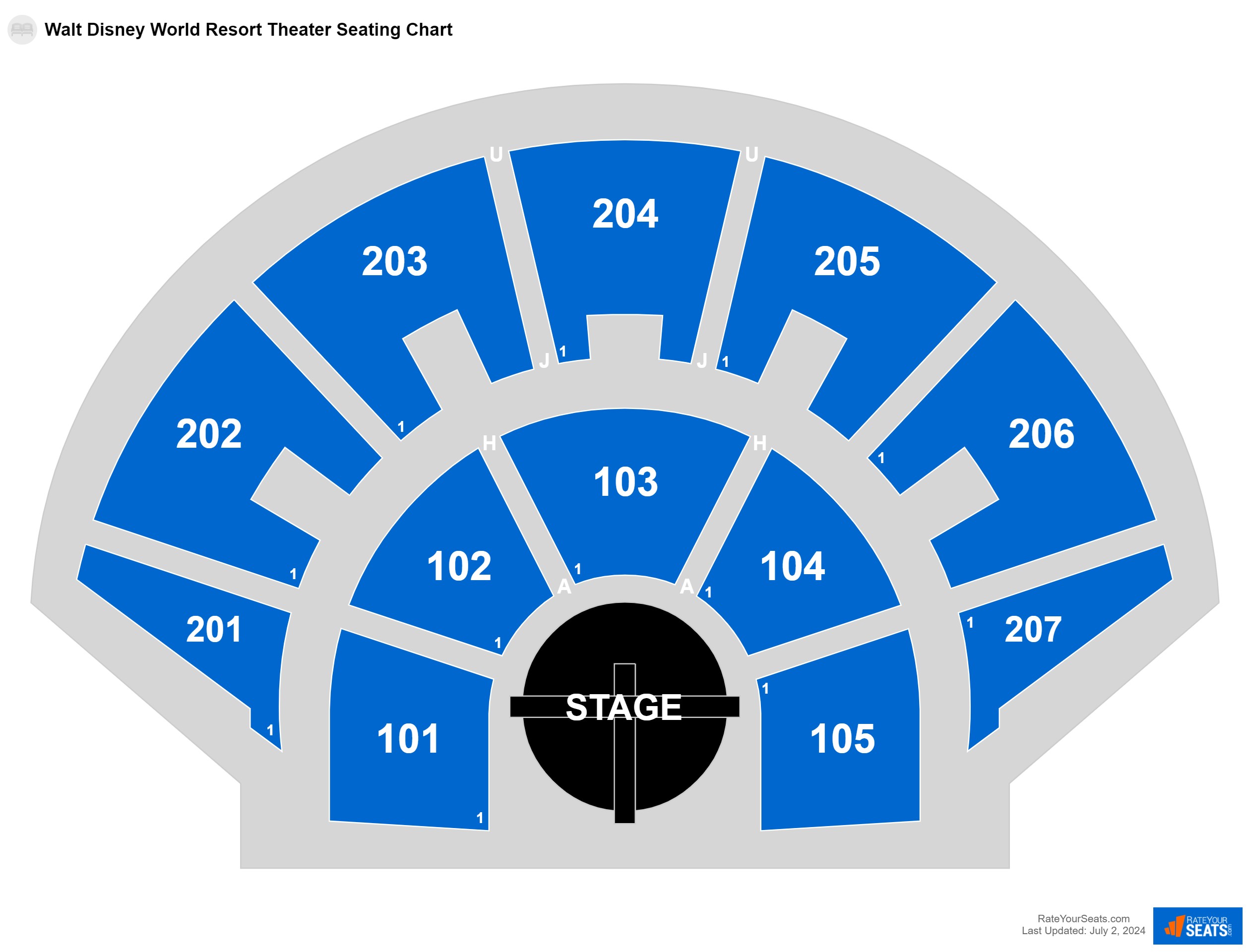 Theater seating chart at Disney Springs