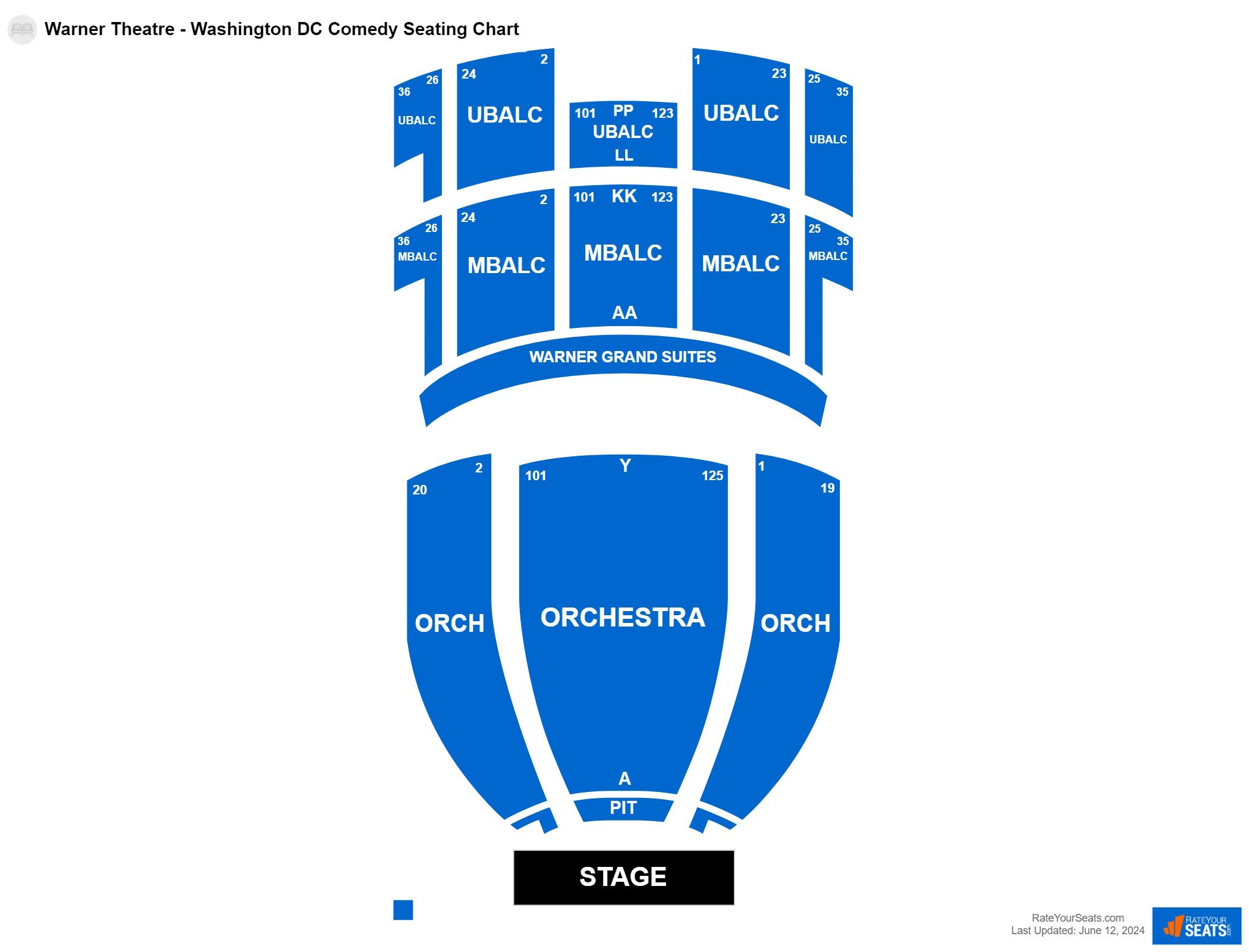 Comedy seating chart at Warner Theatre - Washington DC