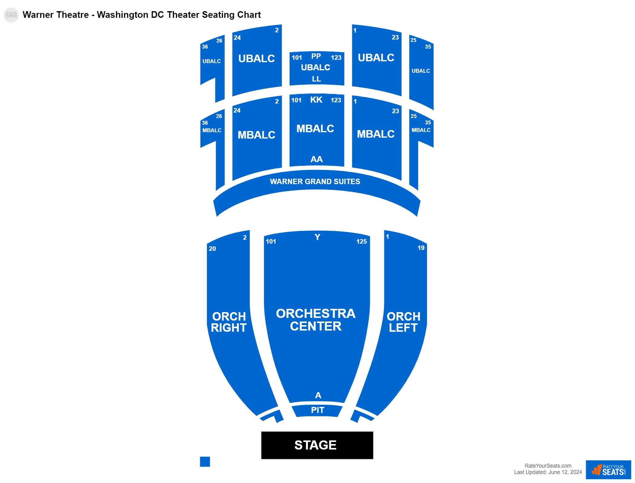 Theater seating chart at Warner Theatre - Washington DC