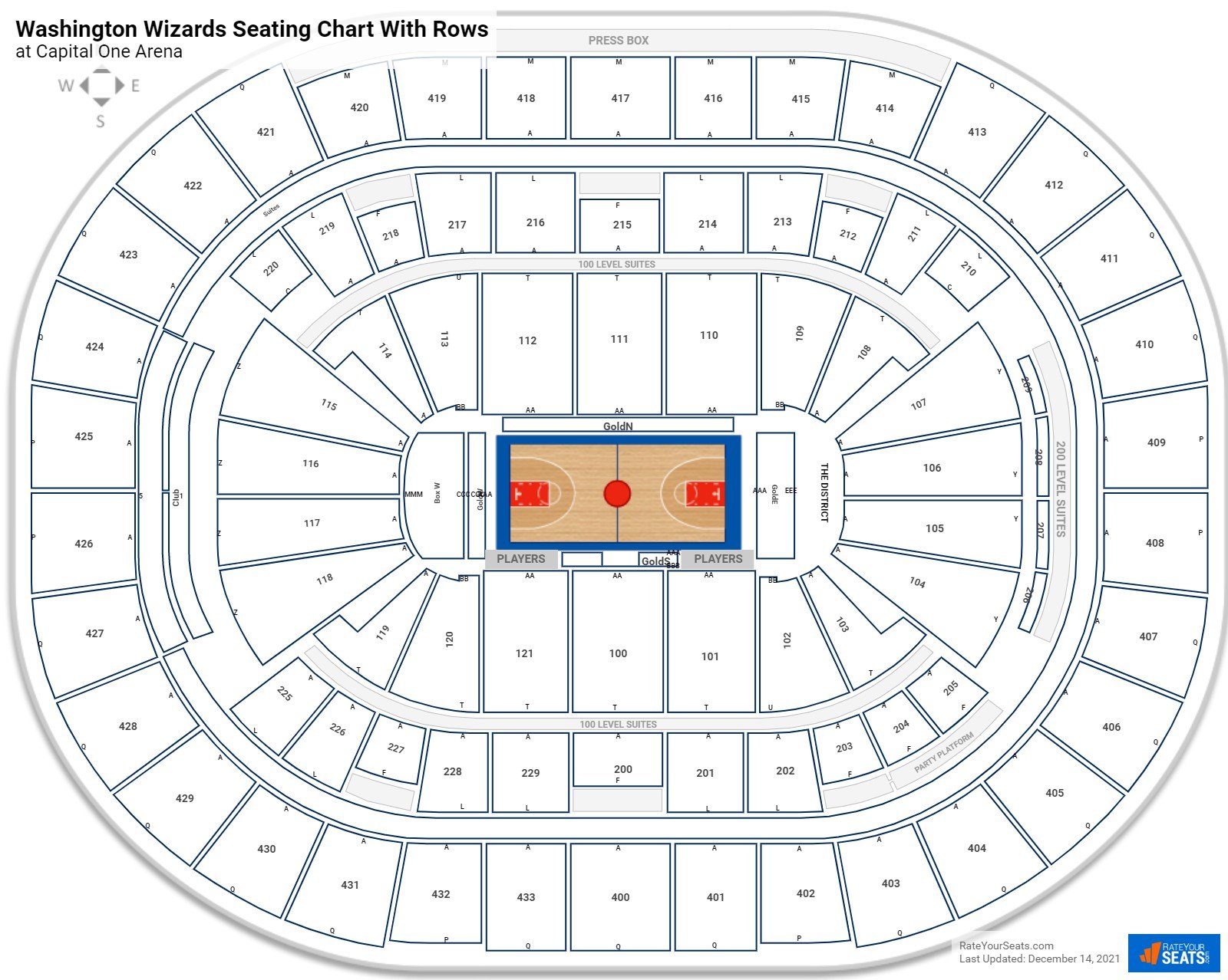 Washington Wizards Seating Chart With Rows At Capital One Arena 