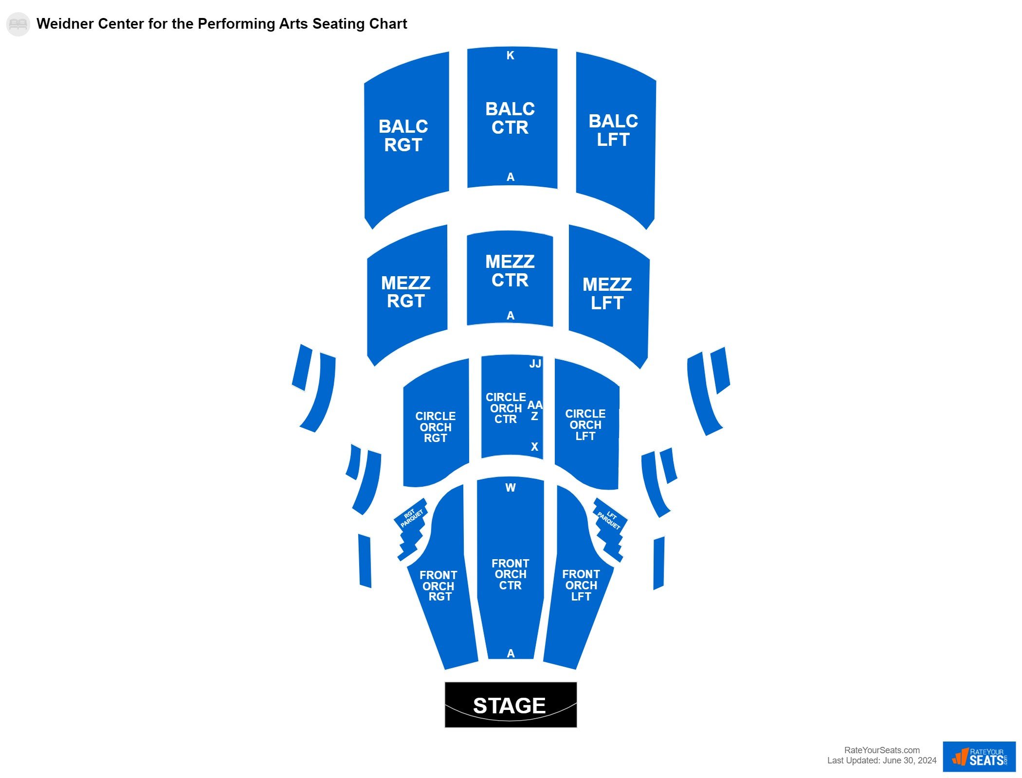 Comedy seating chart at Weidner Center for the Performing Arts