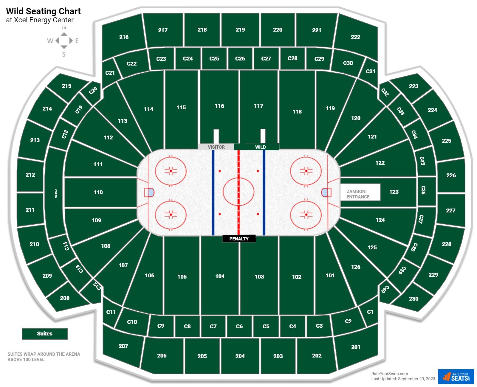 xcel energy center hockey seating chart