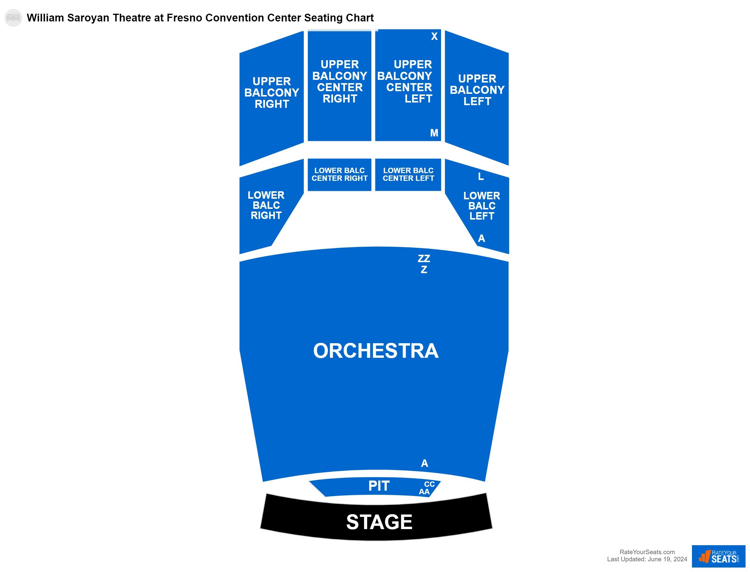 Concert seating chart at William Saroyan Theatre at Fresno Convention Center