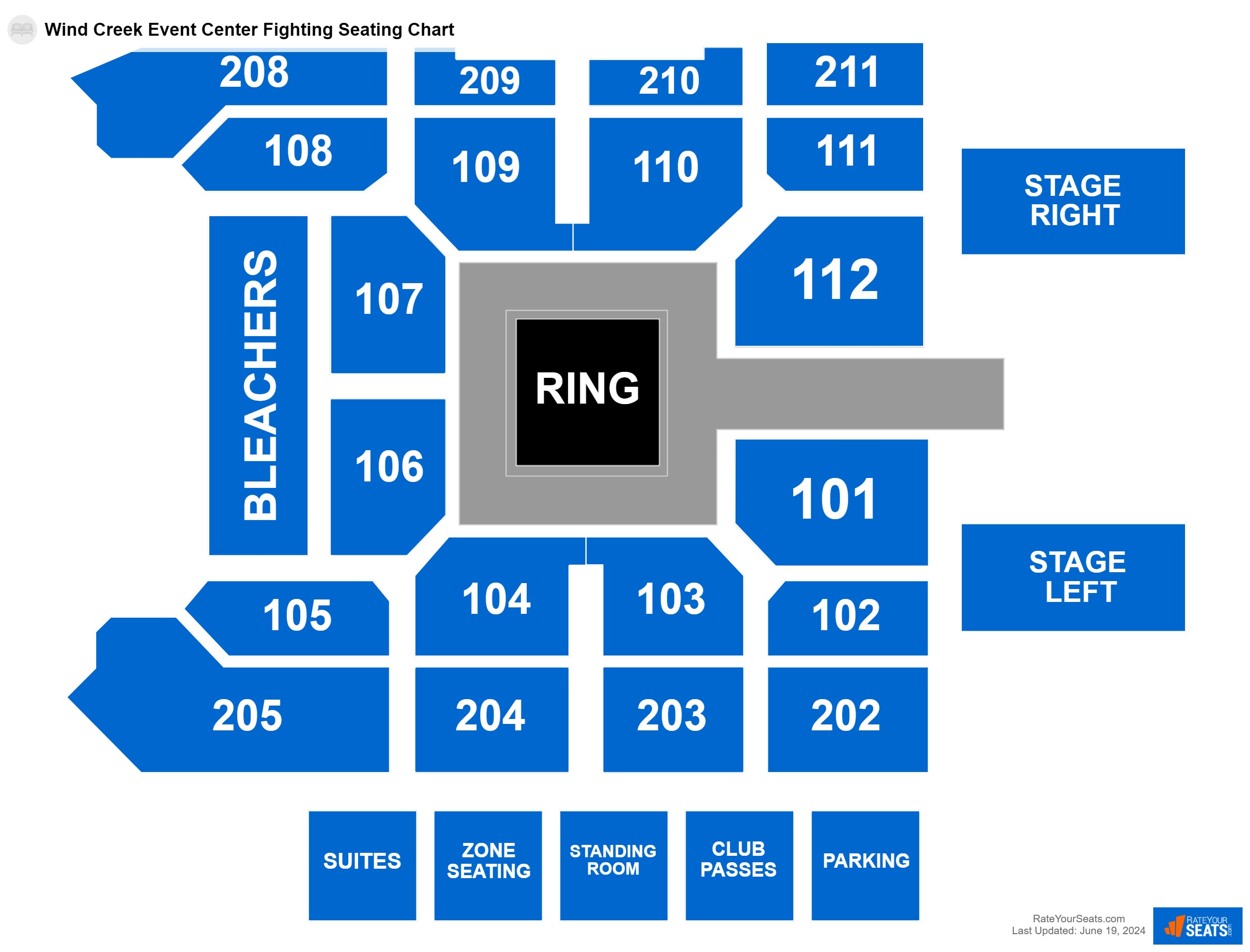 Fighting seating chart at Wind Creek Event Center